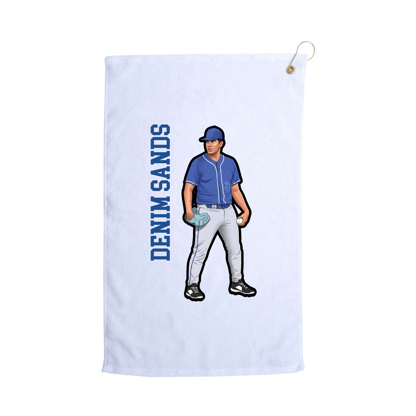 Golf Towel — Name Vertical in White