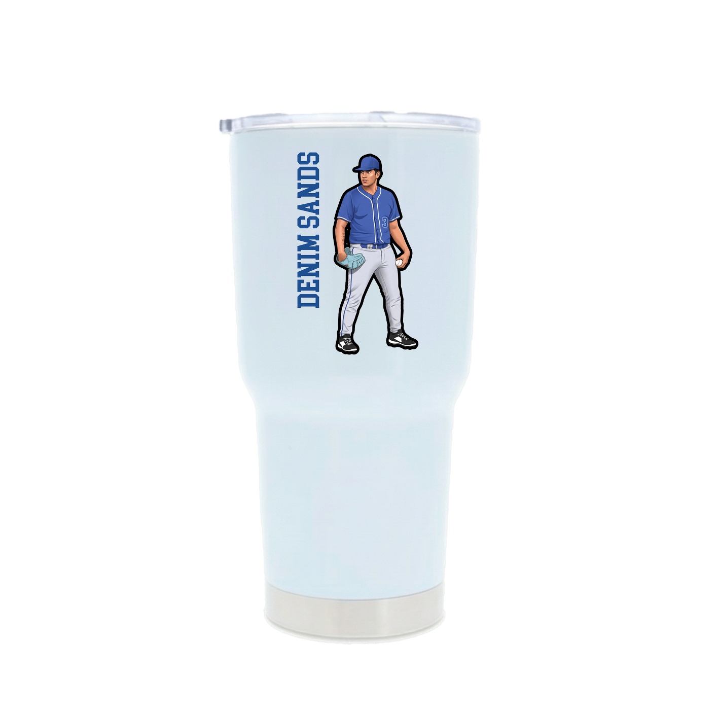 30oz Stainless Steel Tumbler — Name Vertical in White