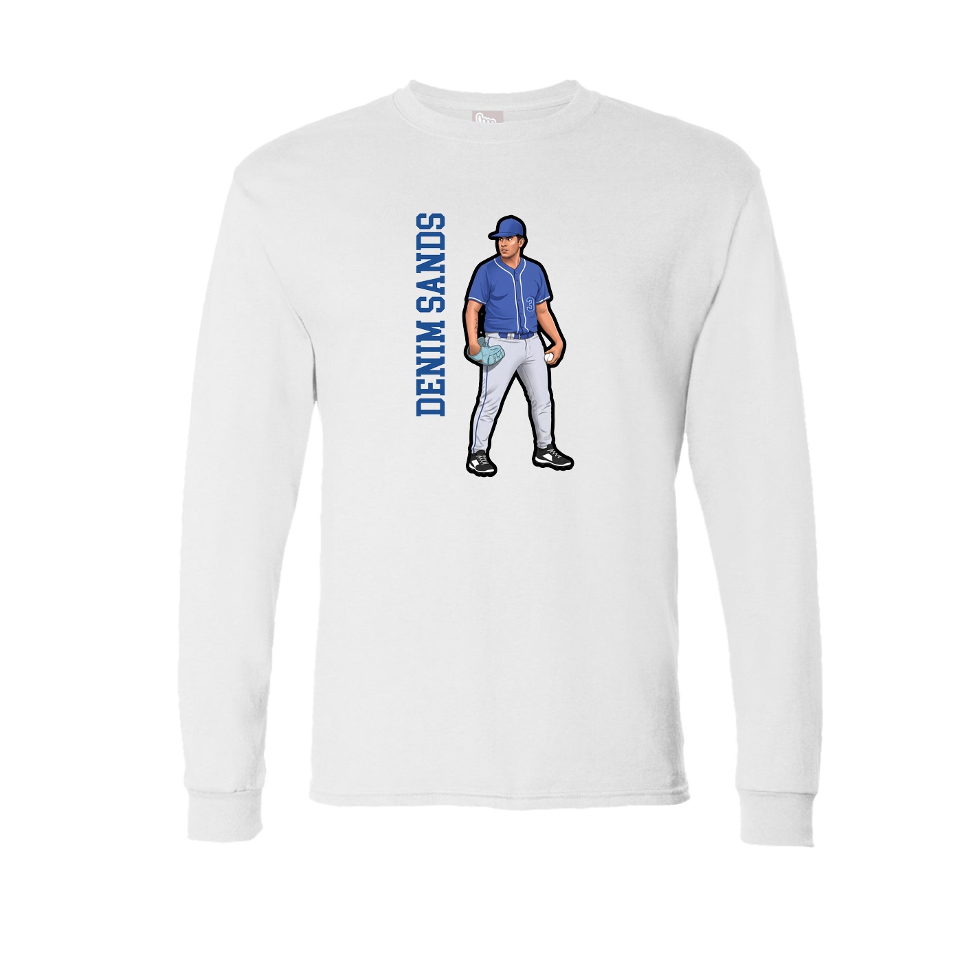 Long Sleeve Tee — Name Vertical in White