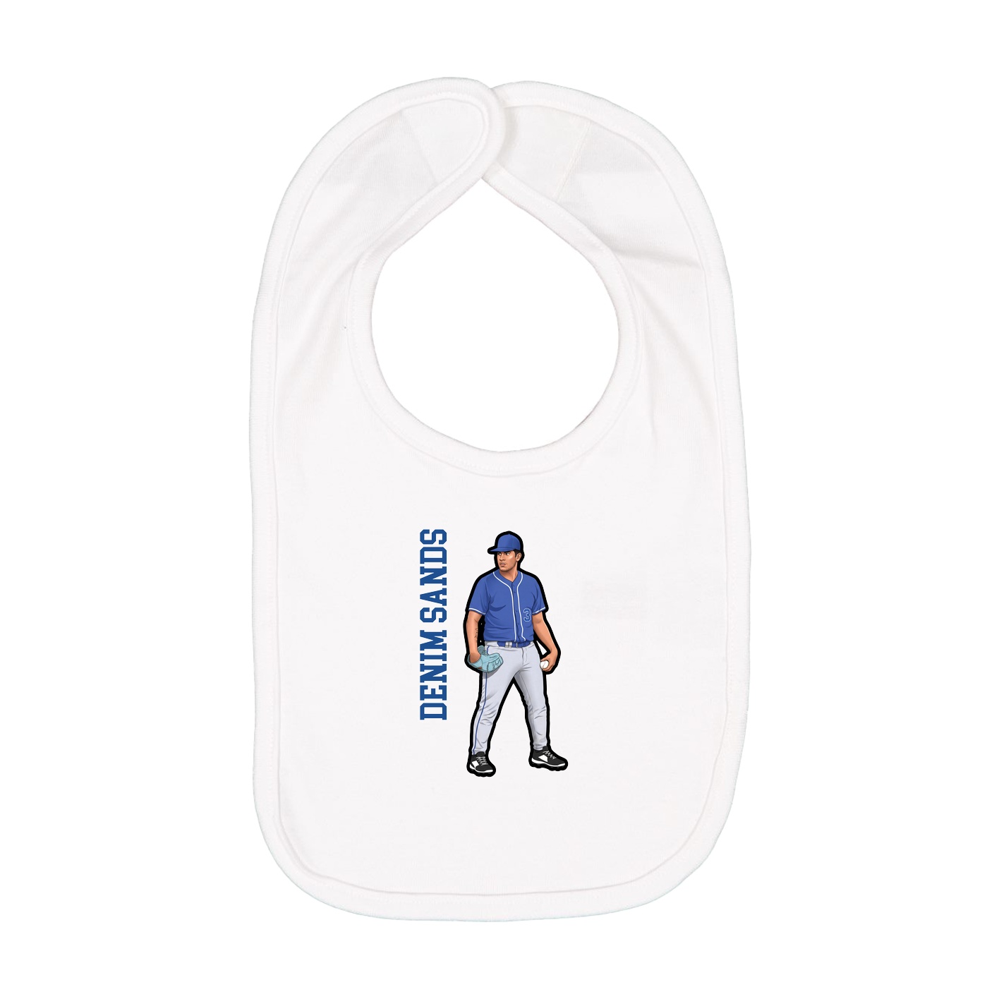 Infant Bib — Name Vertical in White