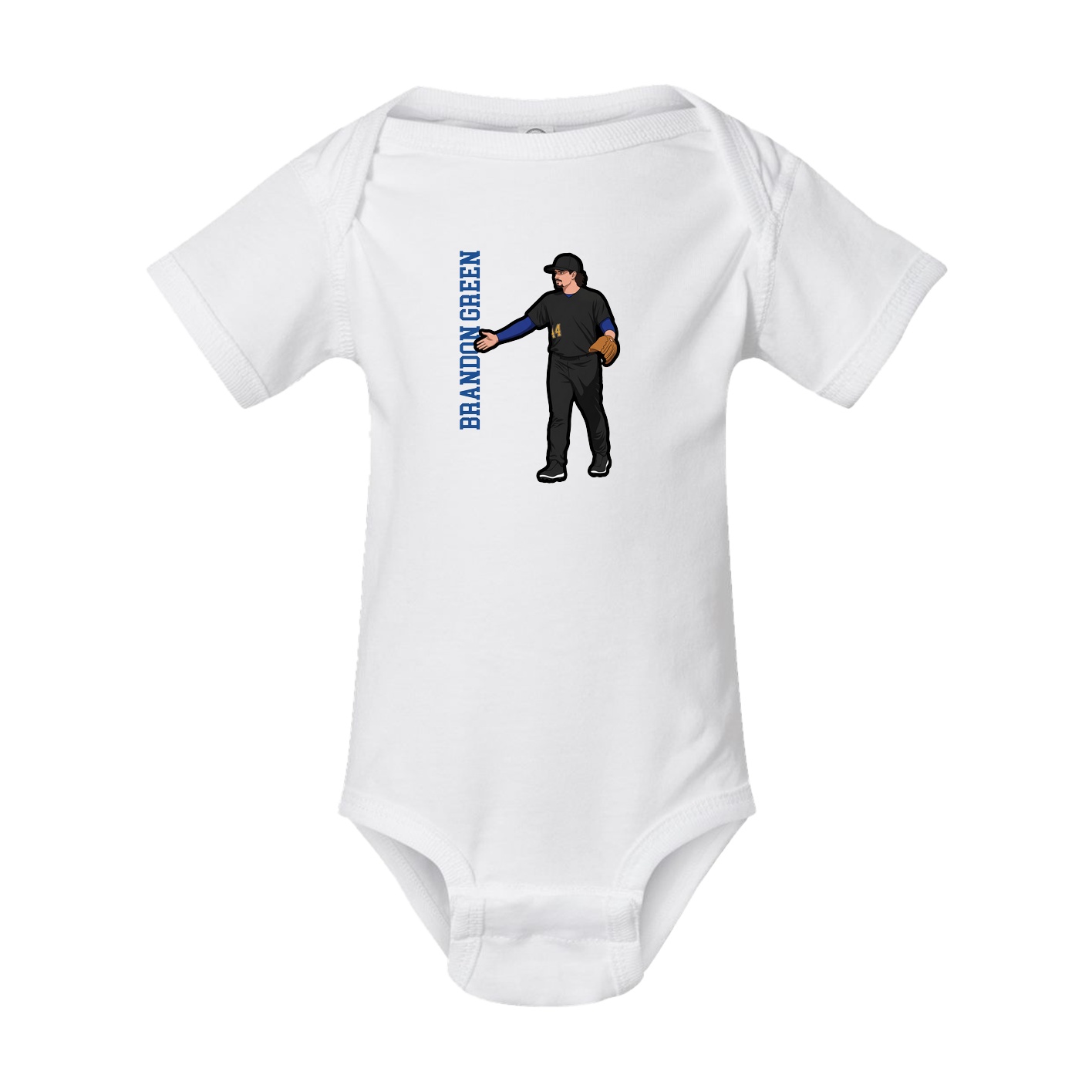 Baby Onesie — Name Vertical in White