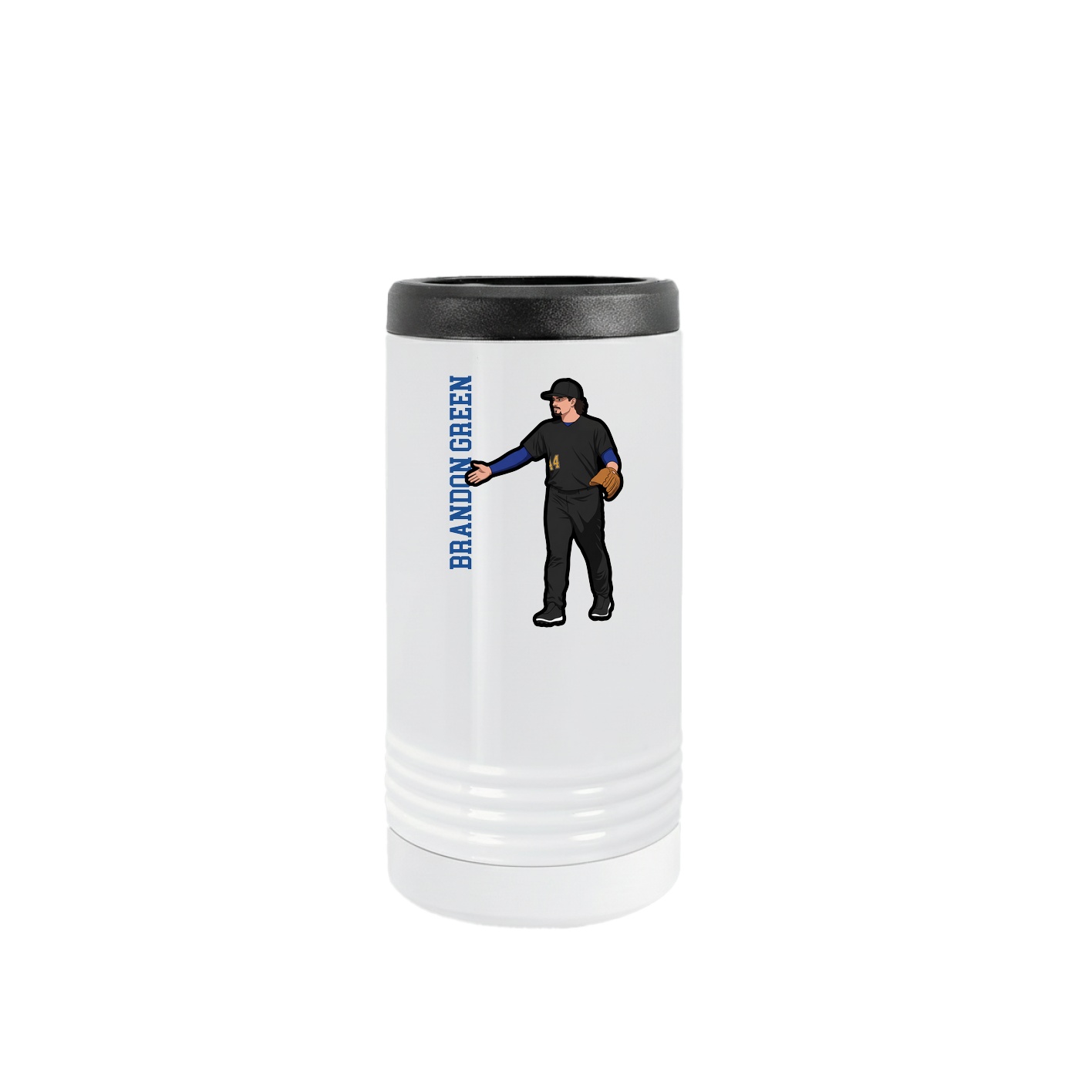 Slim Beverage Holder — Name Vertical in White