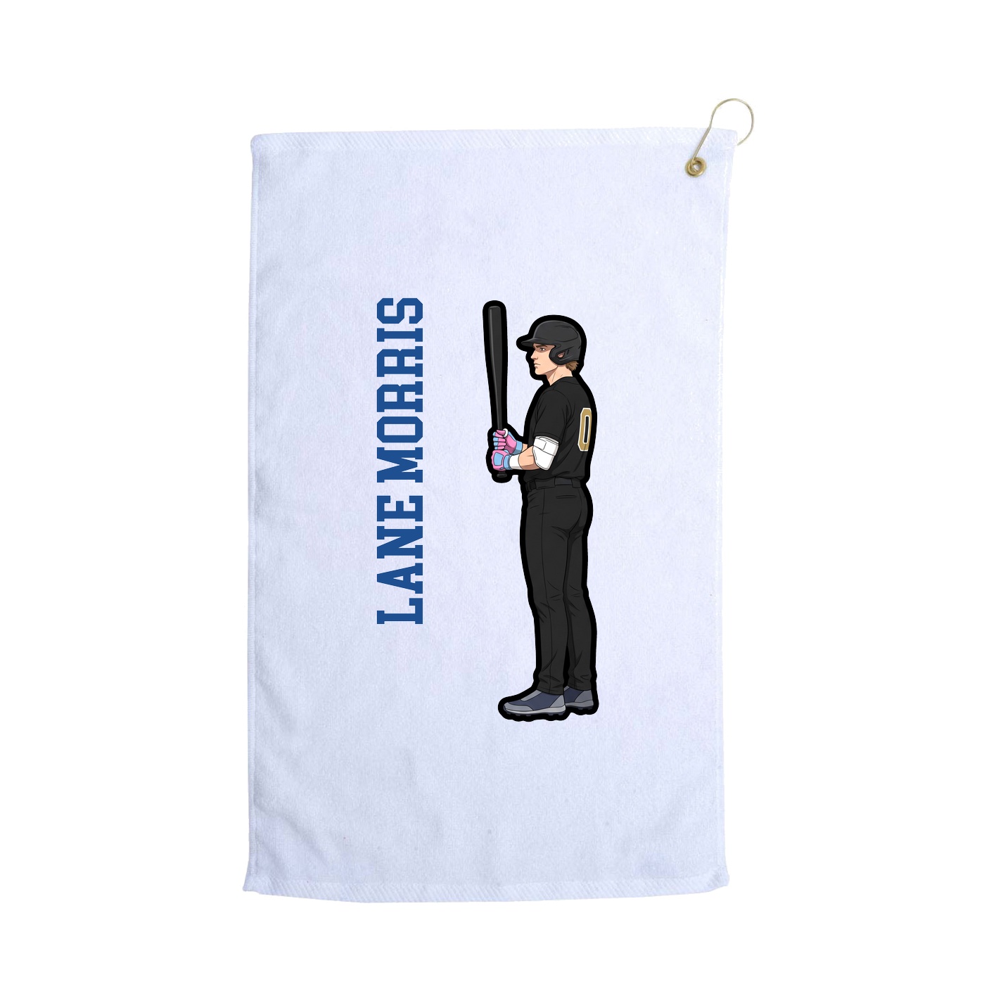 Golf Towel — Name Vertical in White