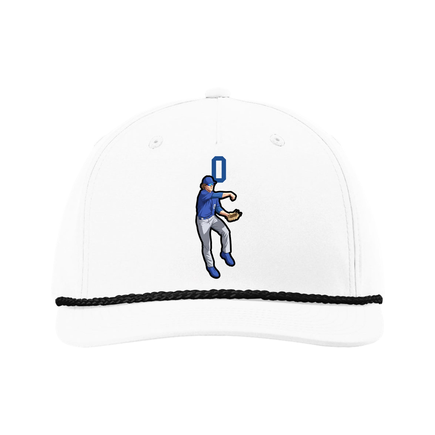 Five-Panel Classic Rope Cap — Number Top in White