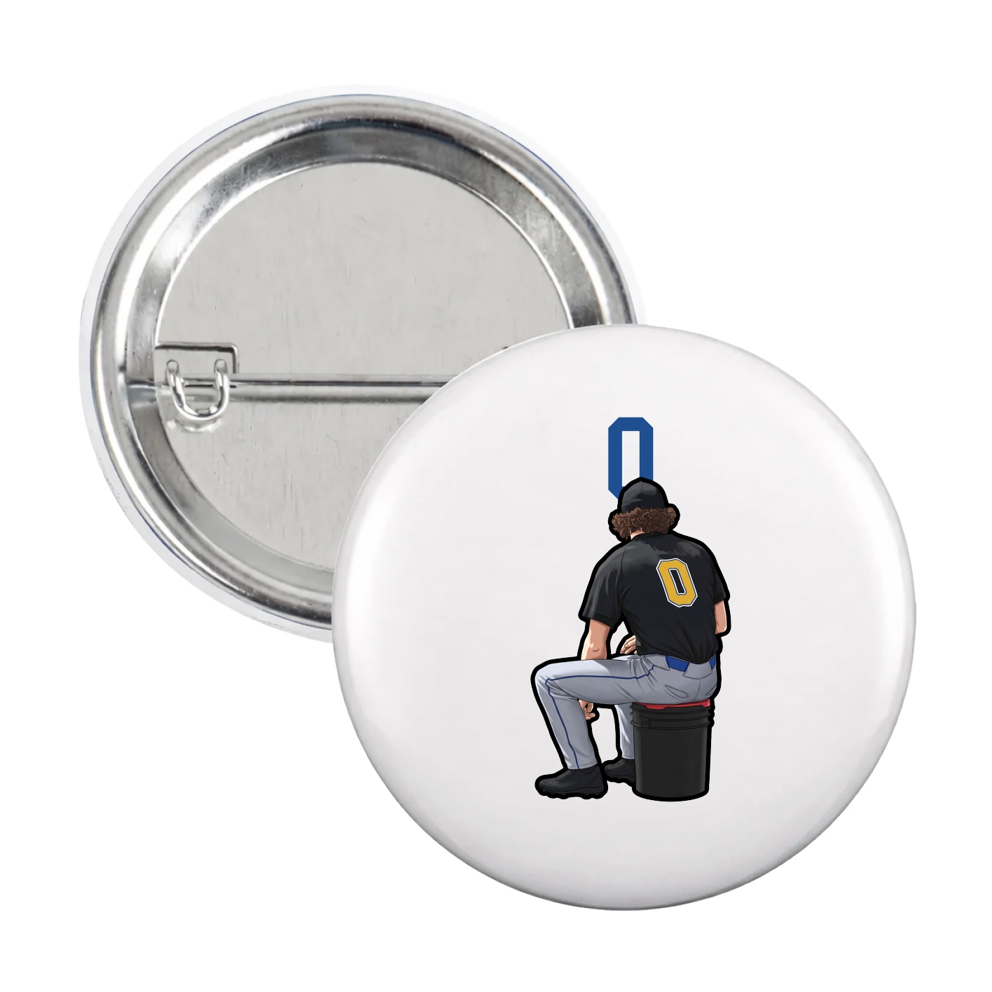 Game Day Button — Number Top in White