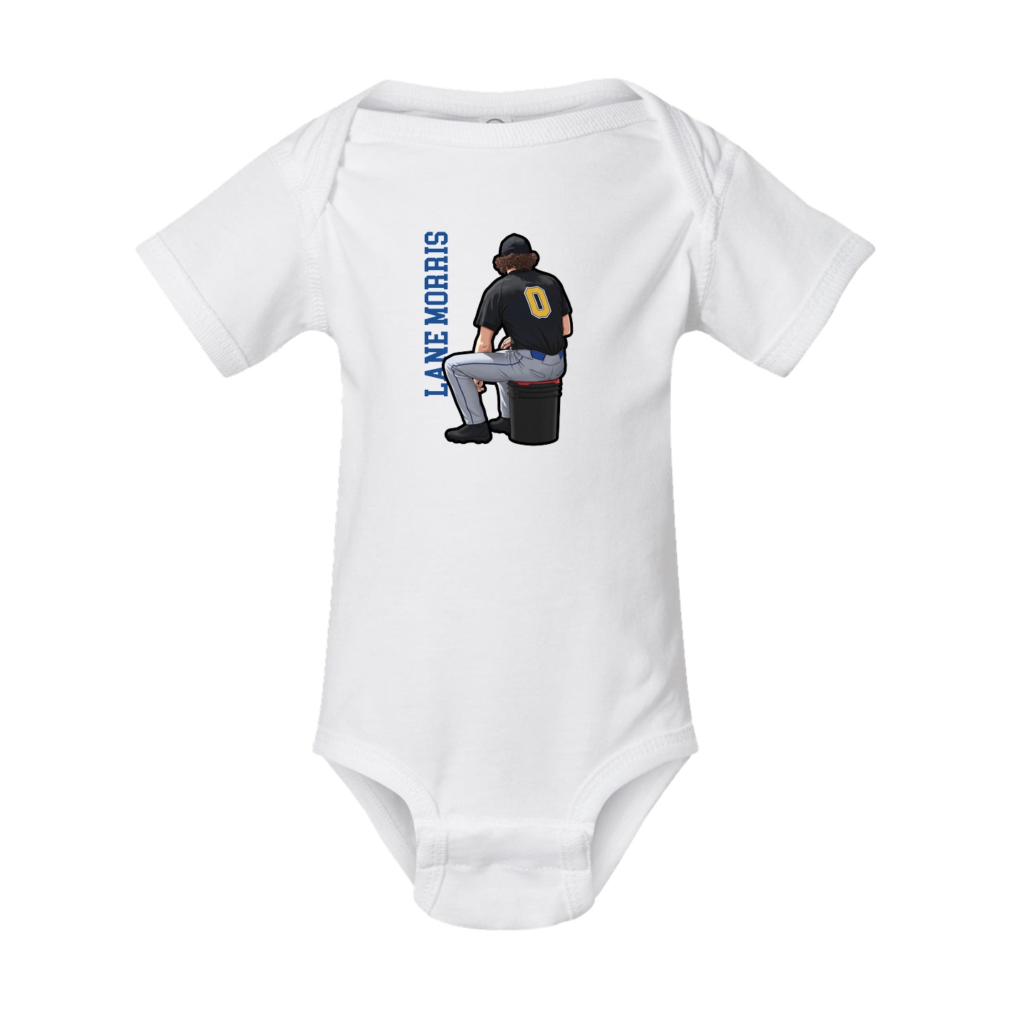 Baby Onesie — Name Vertical in White