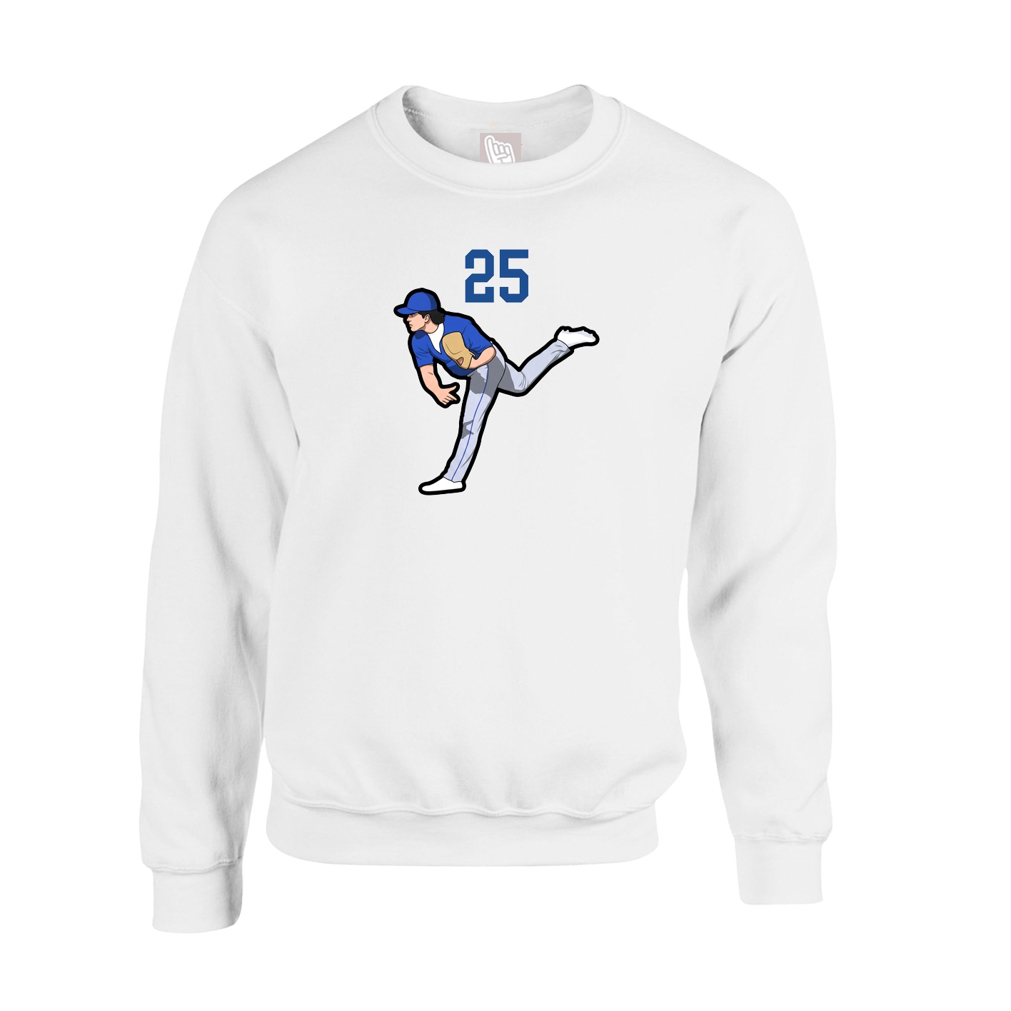 Fleece Crew — Number Top in White
