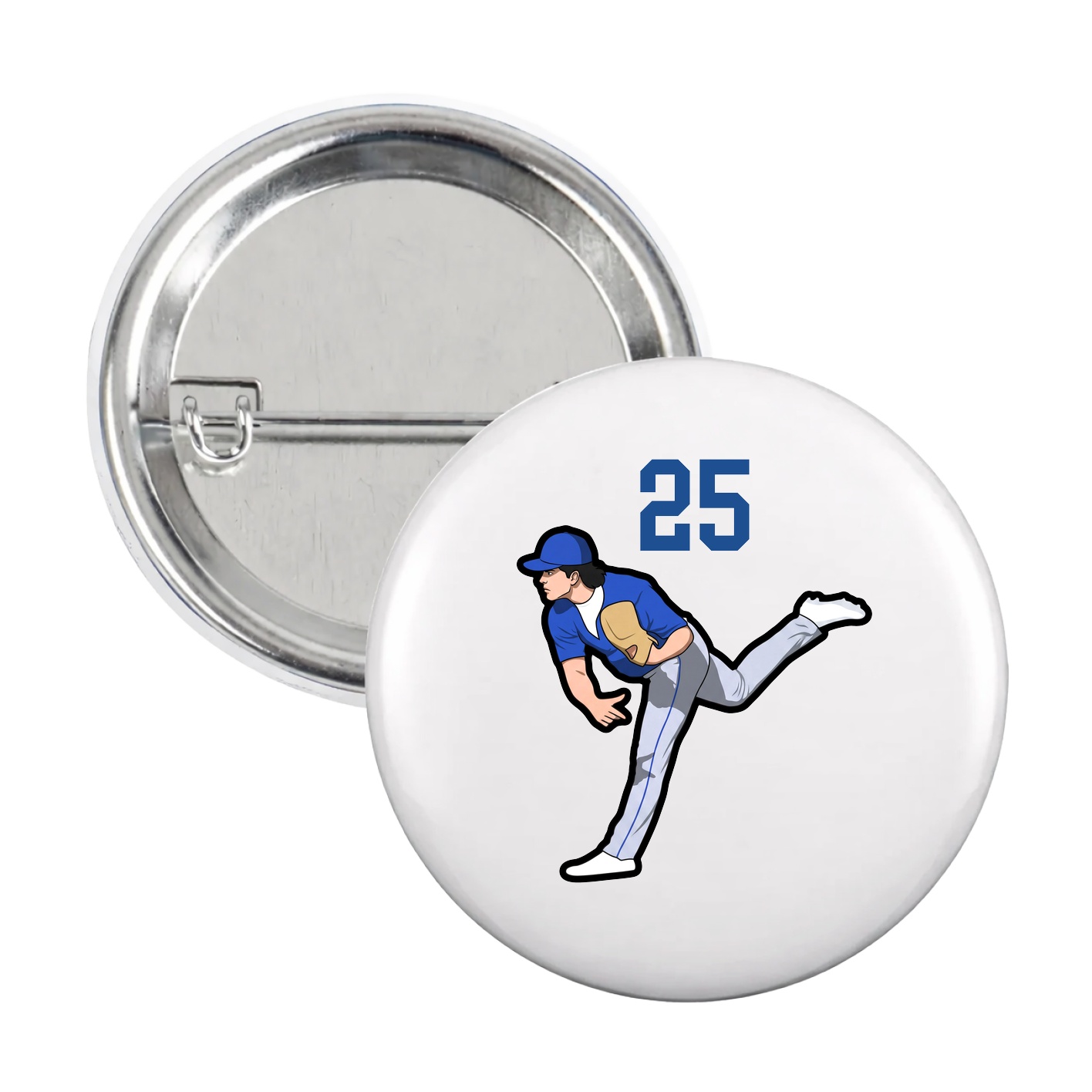 Game Day Button — Number Top in White