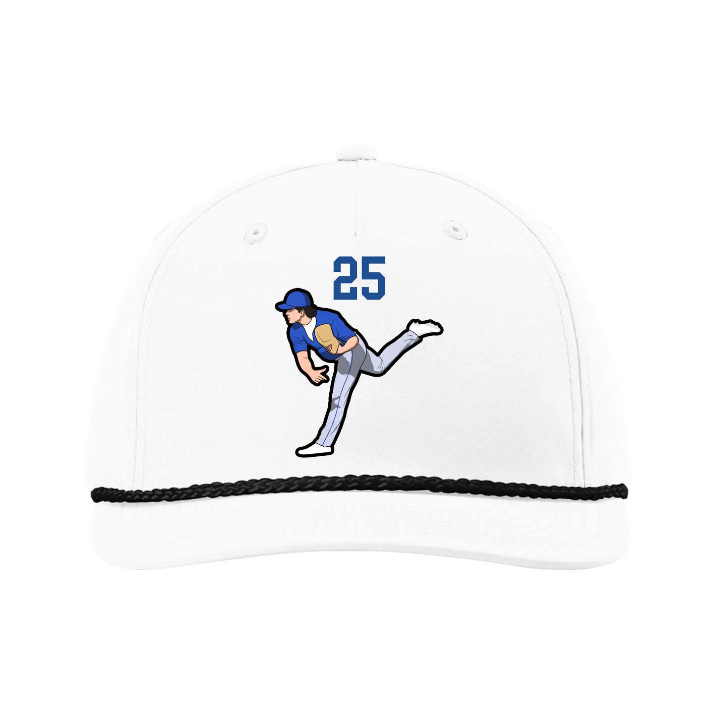 Five-Panel Classic Rope Cap — Number Top in White