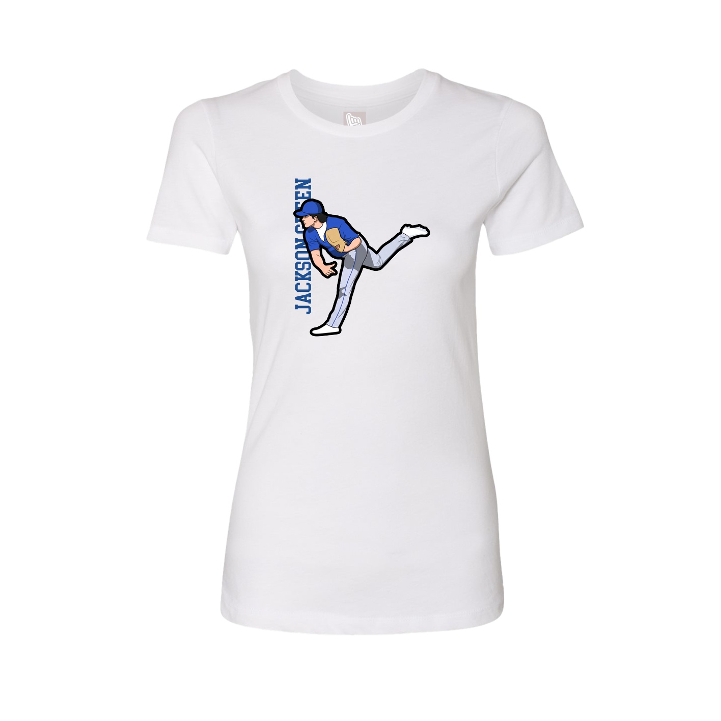 Fitted Women's Tee — Name Vertical in White