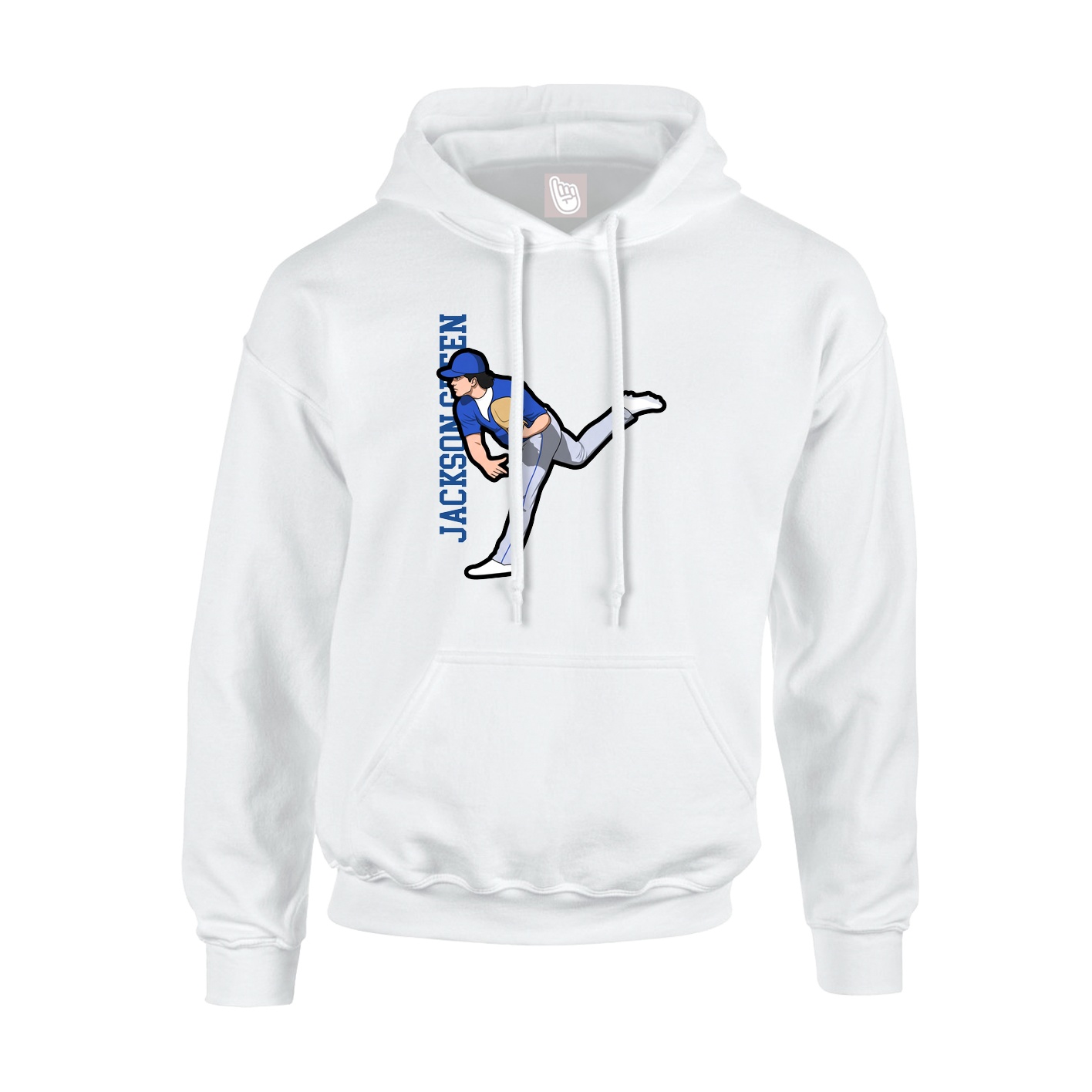 Youth Hoodie — Name Vertical in White