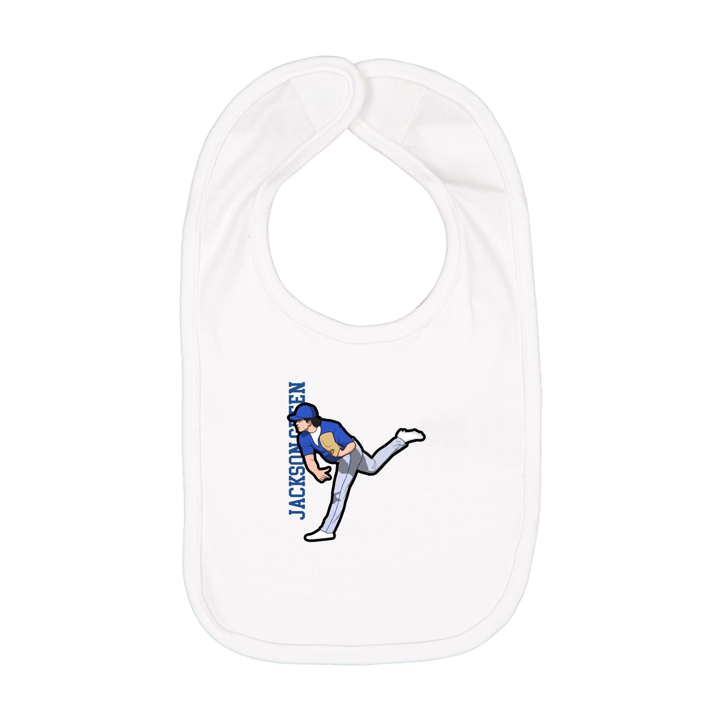 Infant Bib — Name Vertical in White
