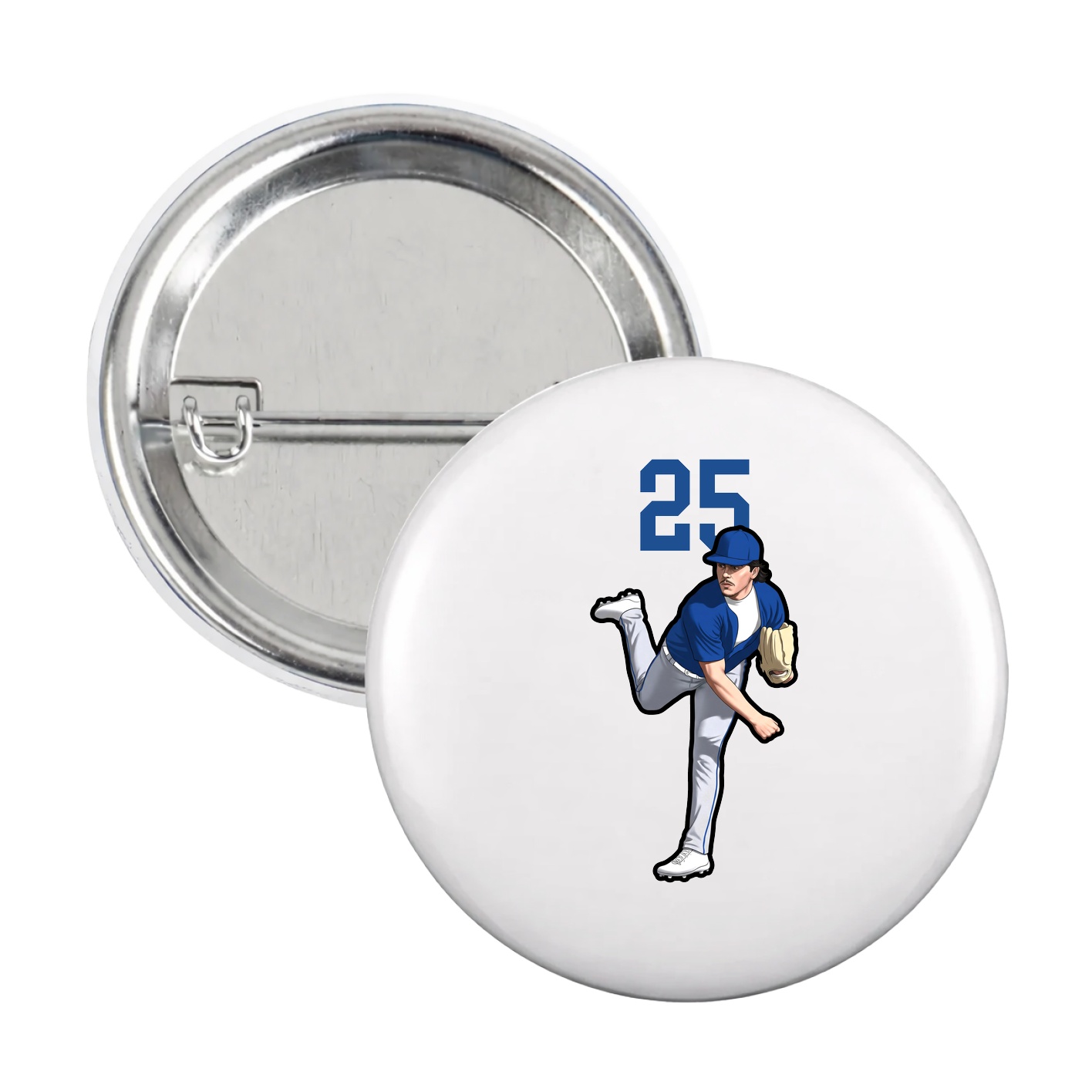 Game Day Button — Number Top in White