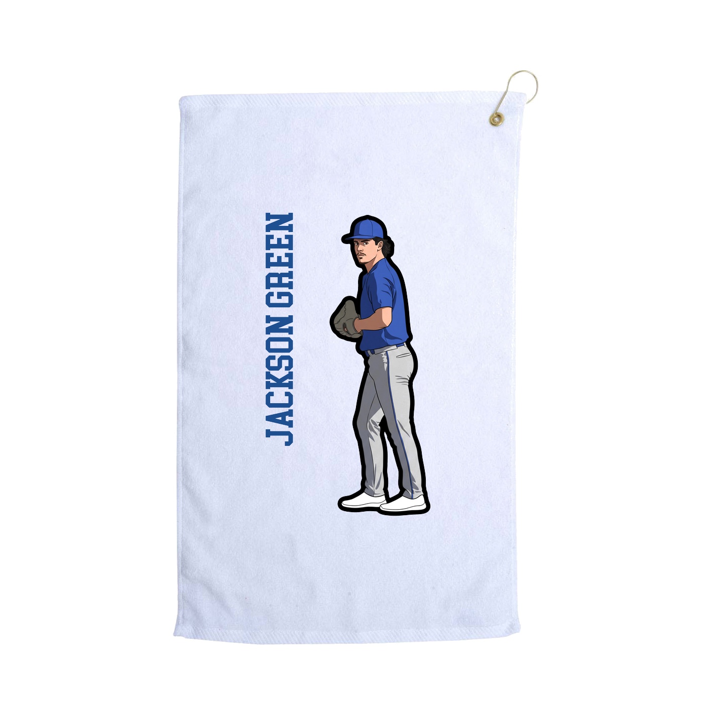 Golf Towel — Name Vertical in White