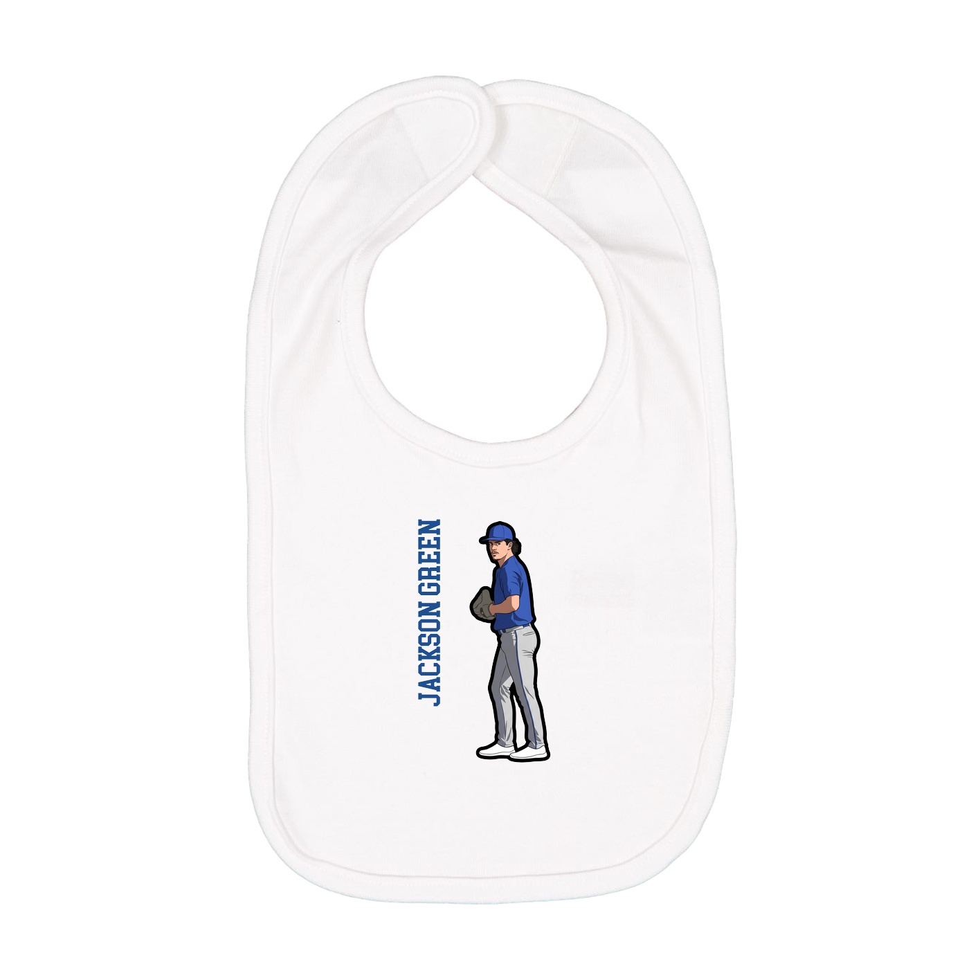 Infant Bib — Name Vertical in White