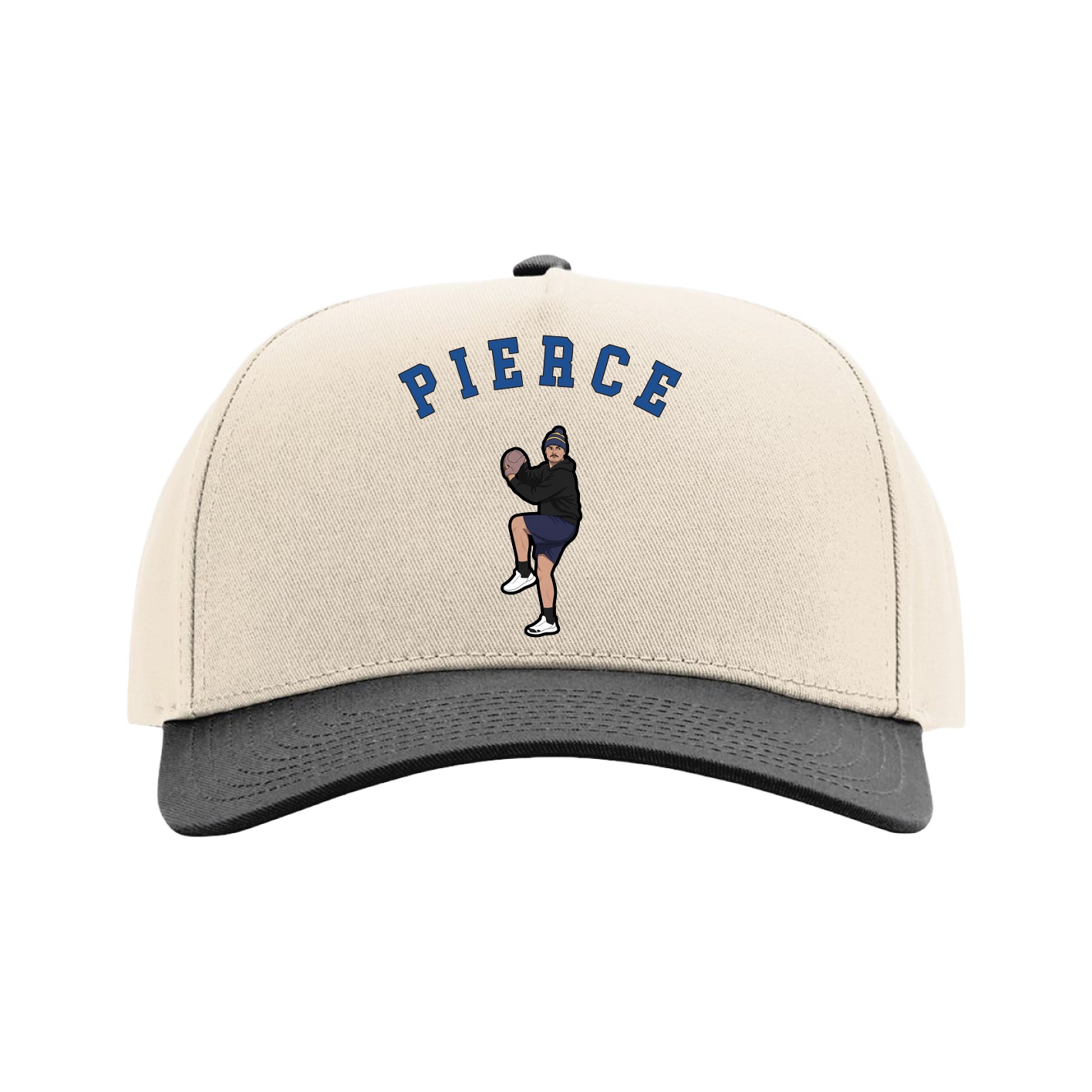 Full Fabric Five-Panel Champ Cap — Shirsey Arch in Cream/Black