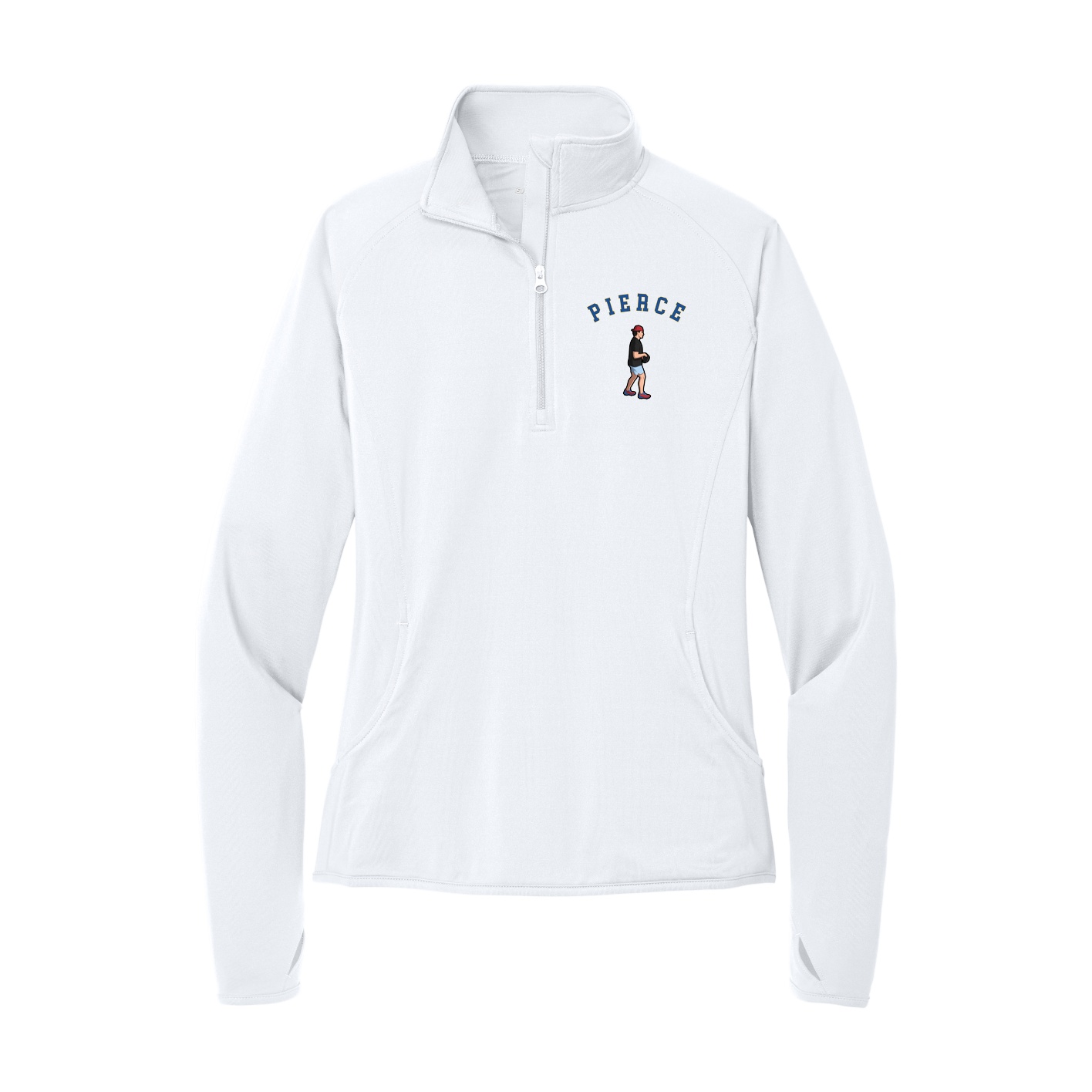 Women's Q-Zip Pullover — Shirsey Arch in White