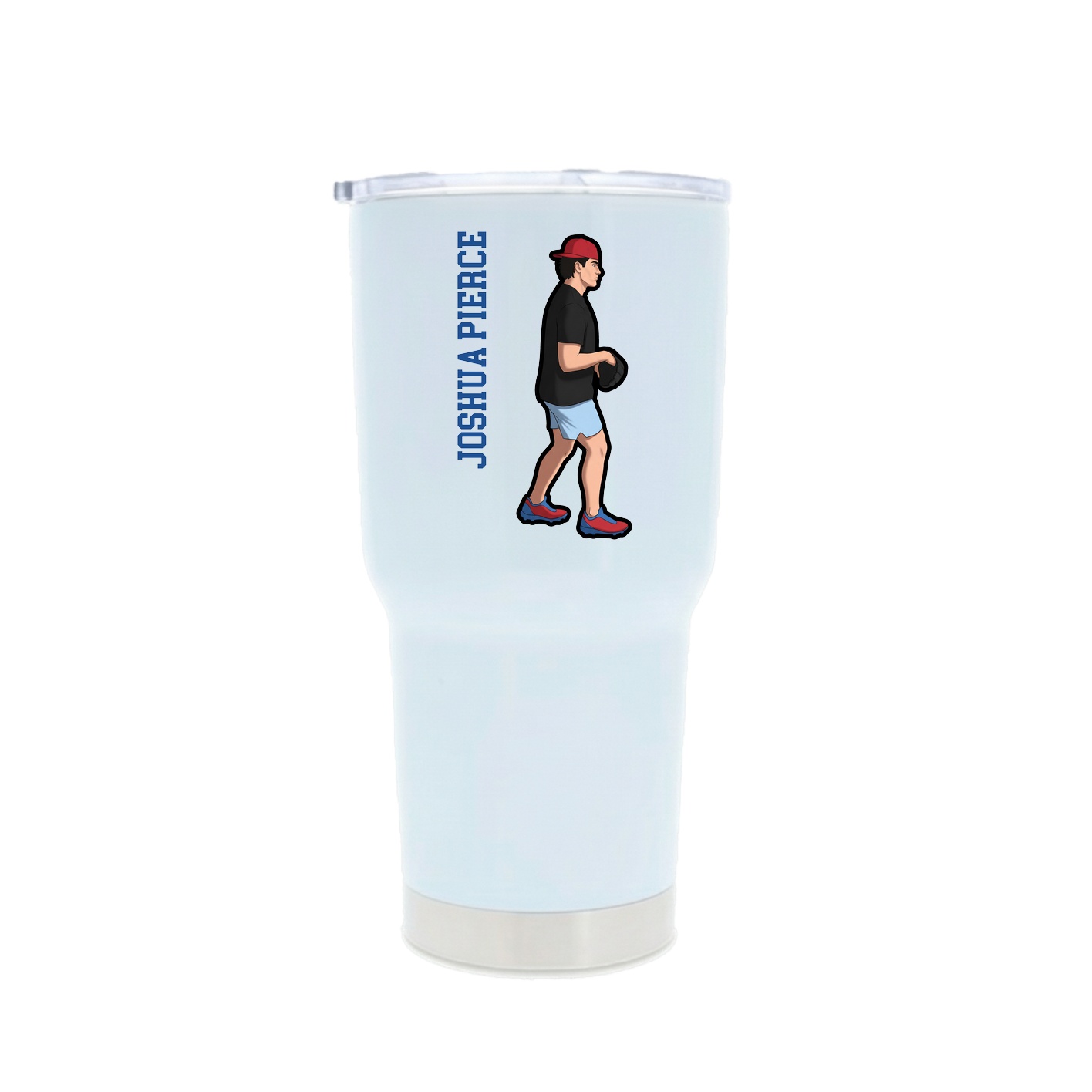 30oz Stainless Steel Tumbler — Name Vertical in White