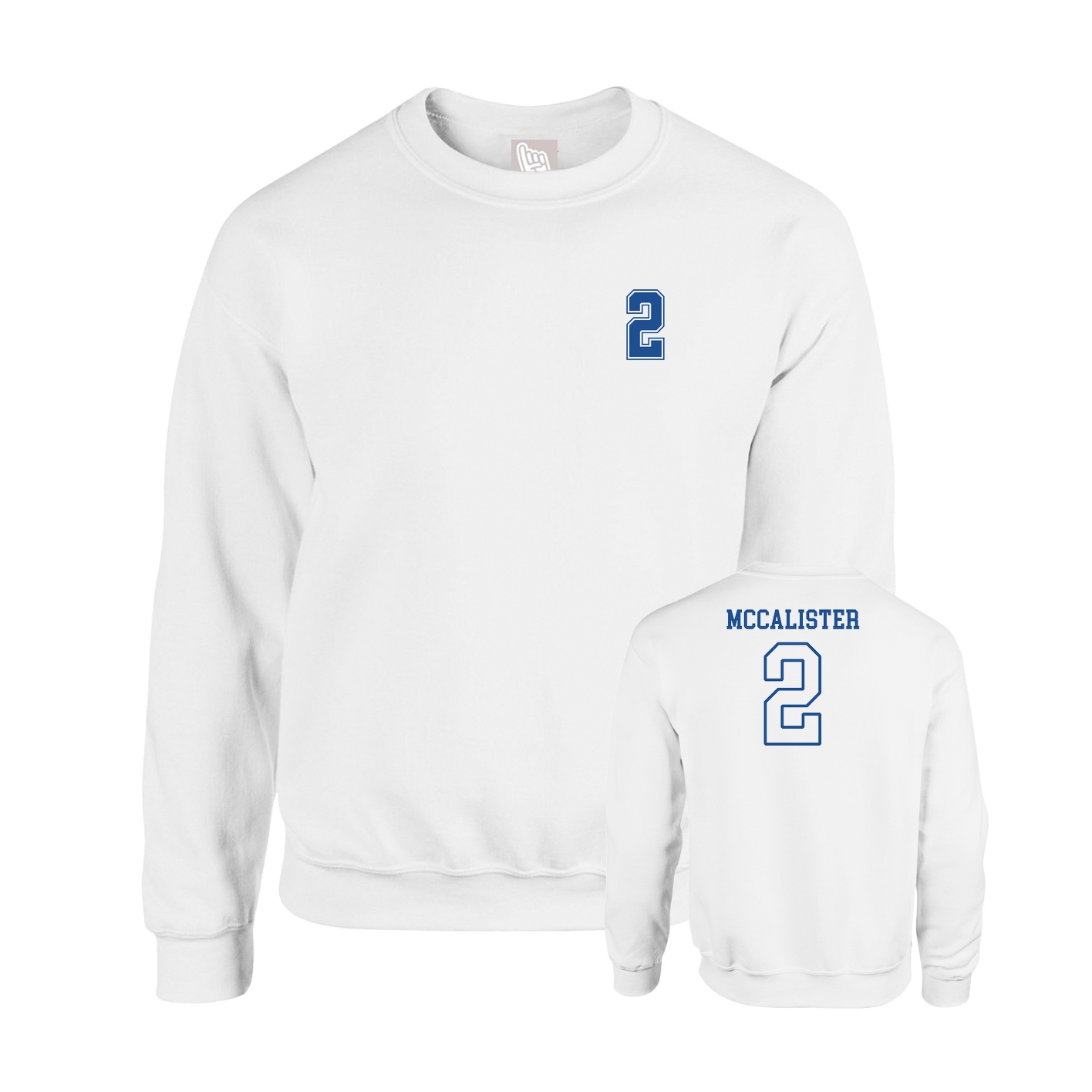 Fleece Crew — Chest Back in White
