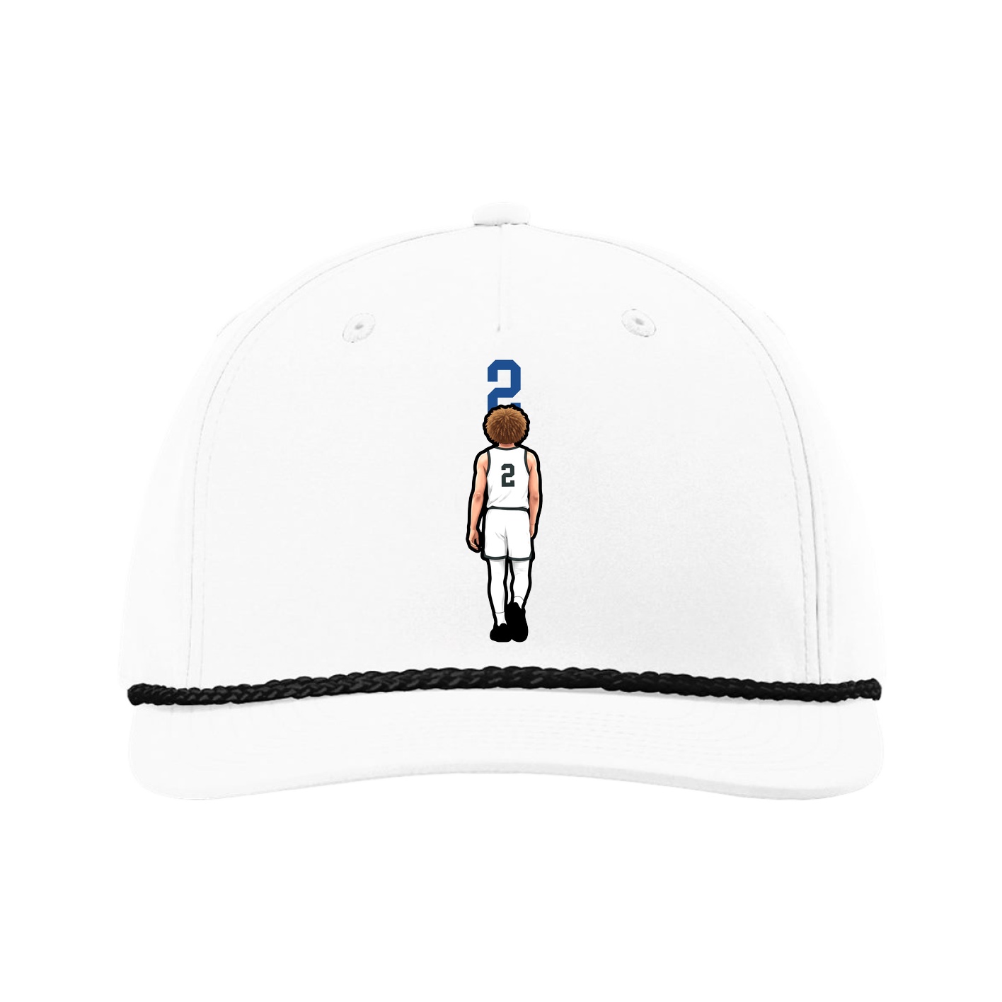 Five-Panel Classic Rope Cap — Number Top in White