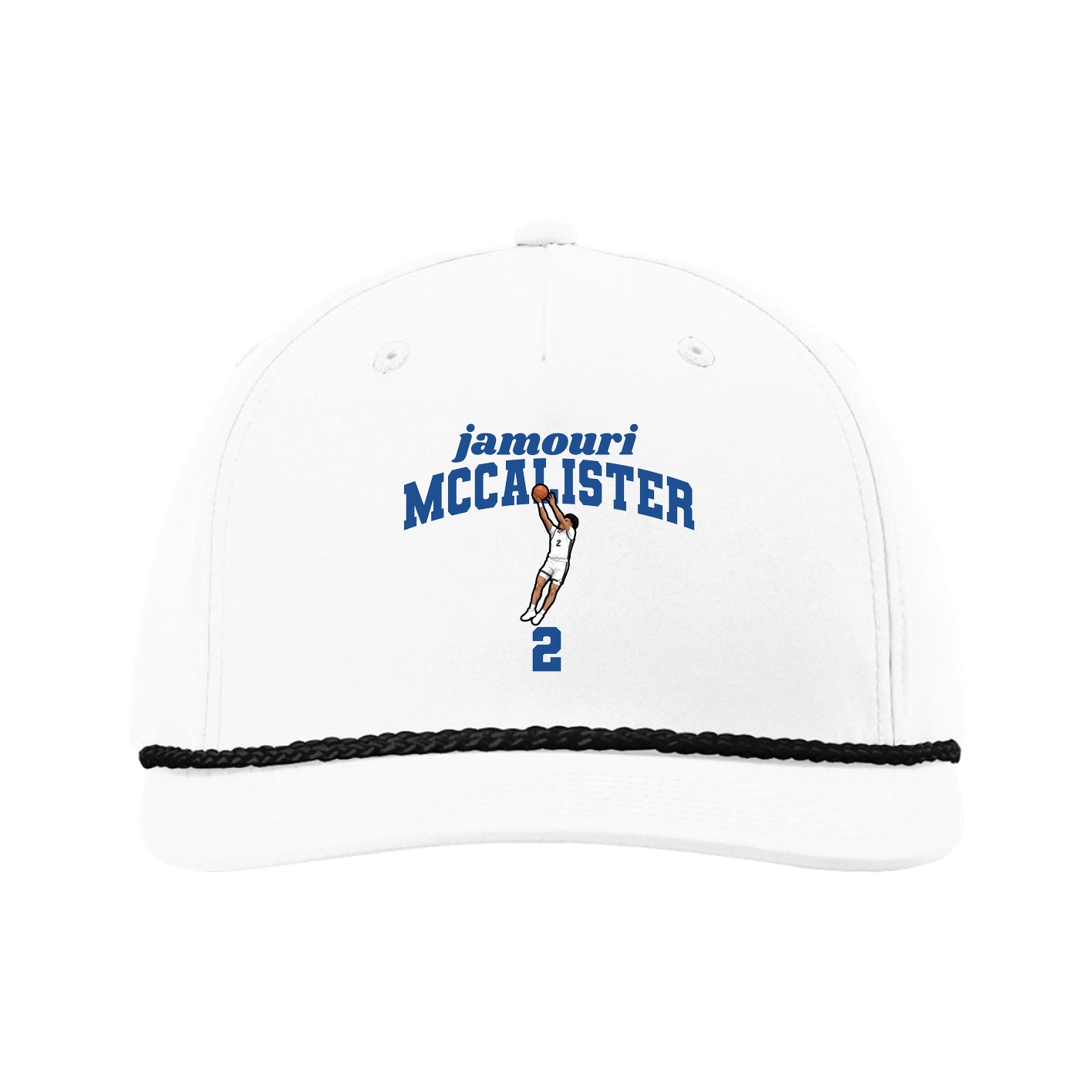 Five-Panel Classic Rope Cap — Signature Arch in White