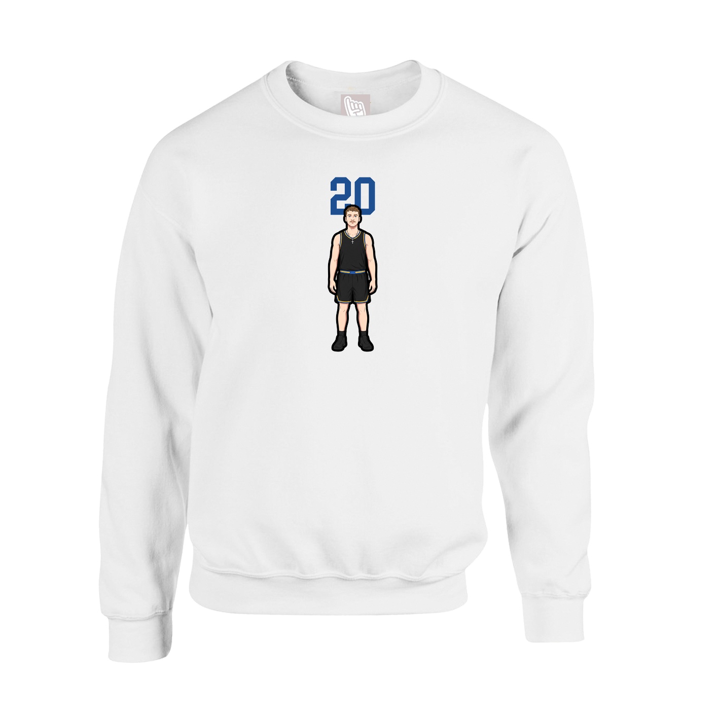 Fleece Crew — Number Top in White