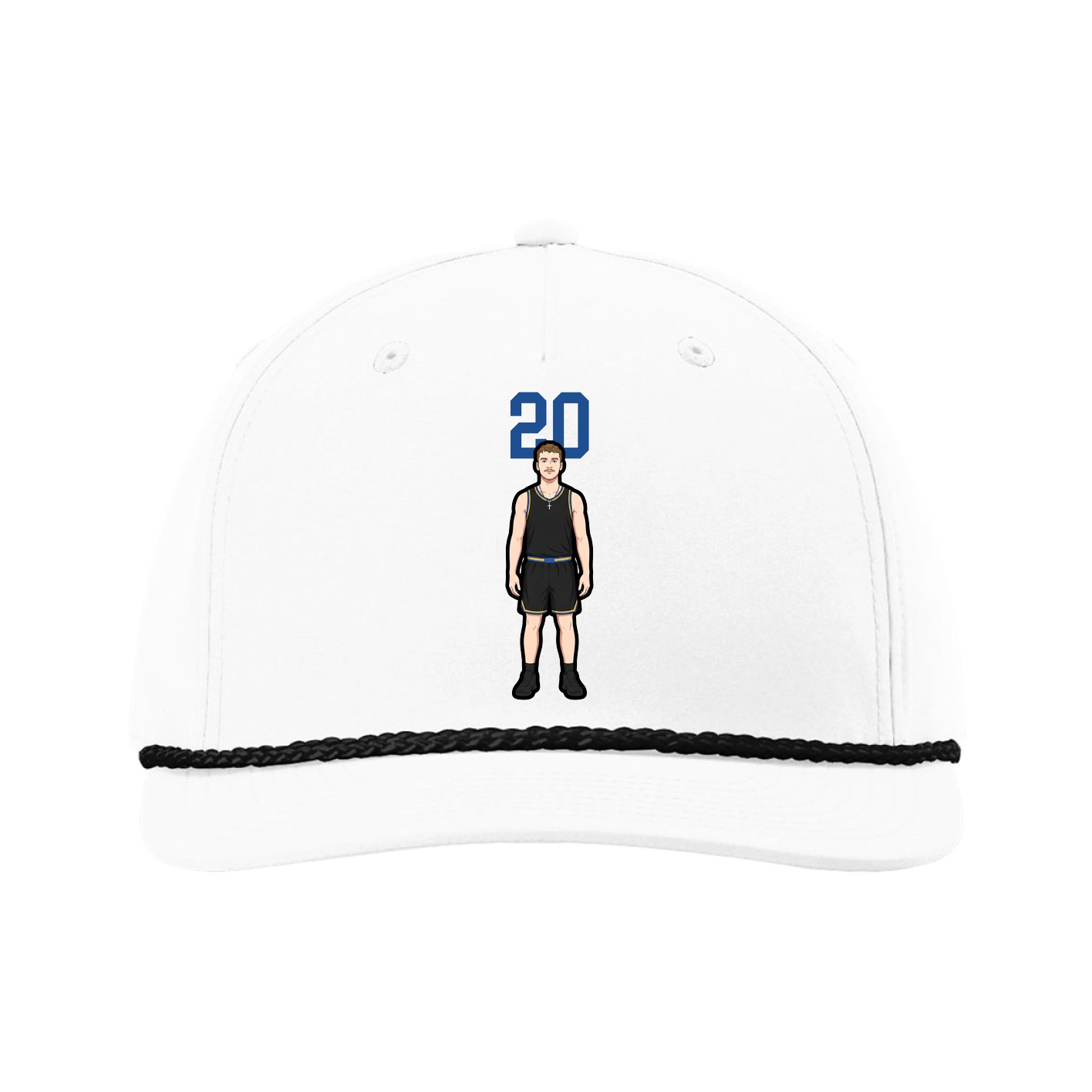 Five-Panel Classic Rope Cap — Number Top in White