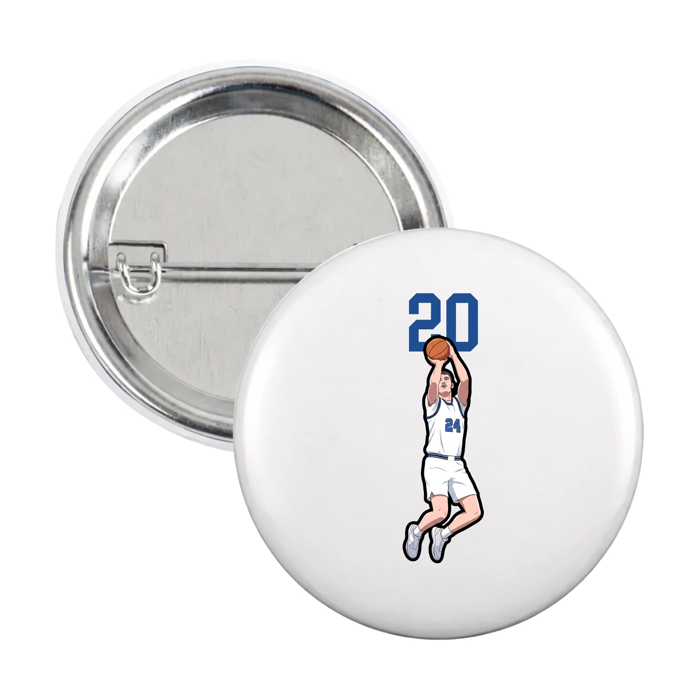 Game Day Button — Number Top in White