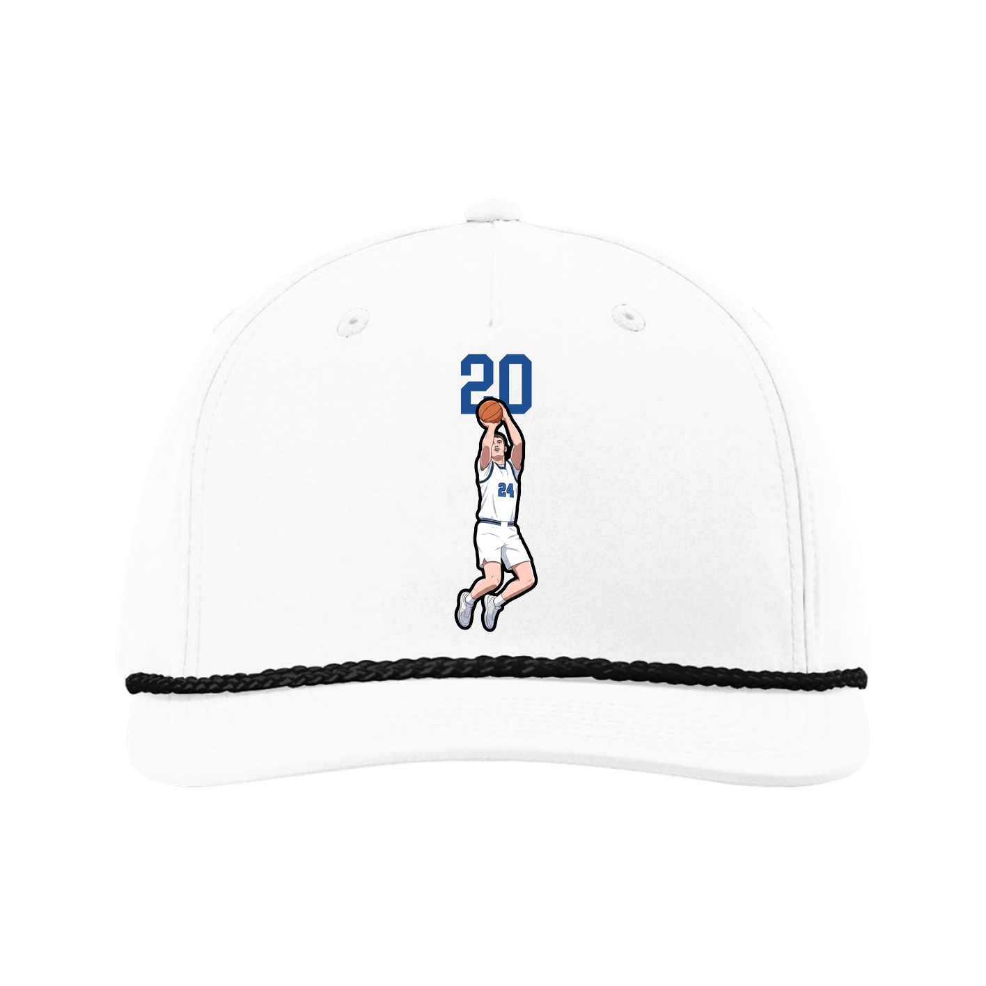 Five-Panel Classic Rope Cap — Number Top in White