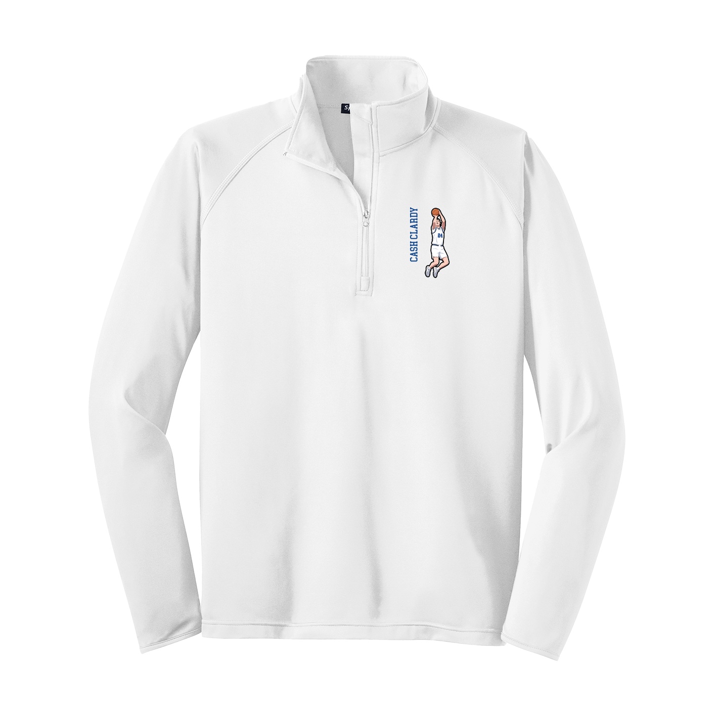 Q-Zip Pullover — Name Vertical in White