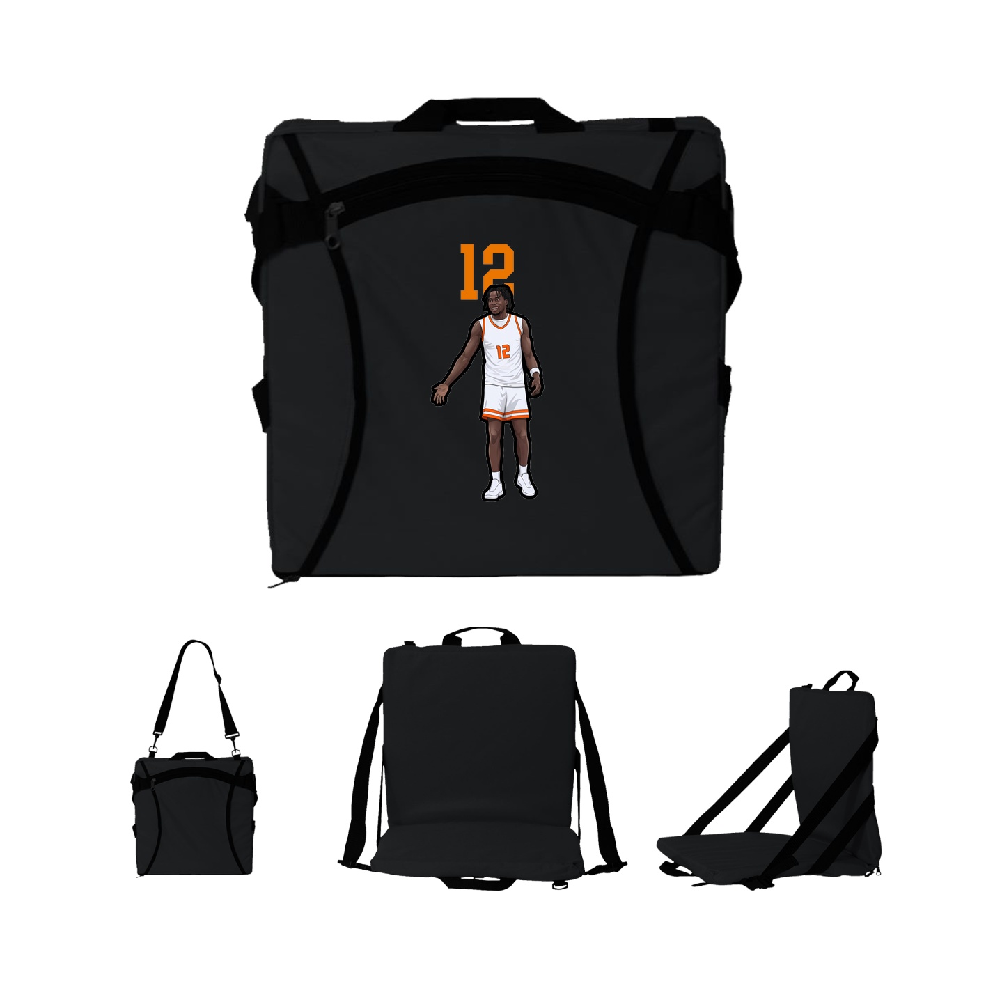 Folding Stadium Seat — Number Top in Black
