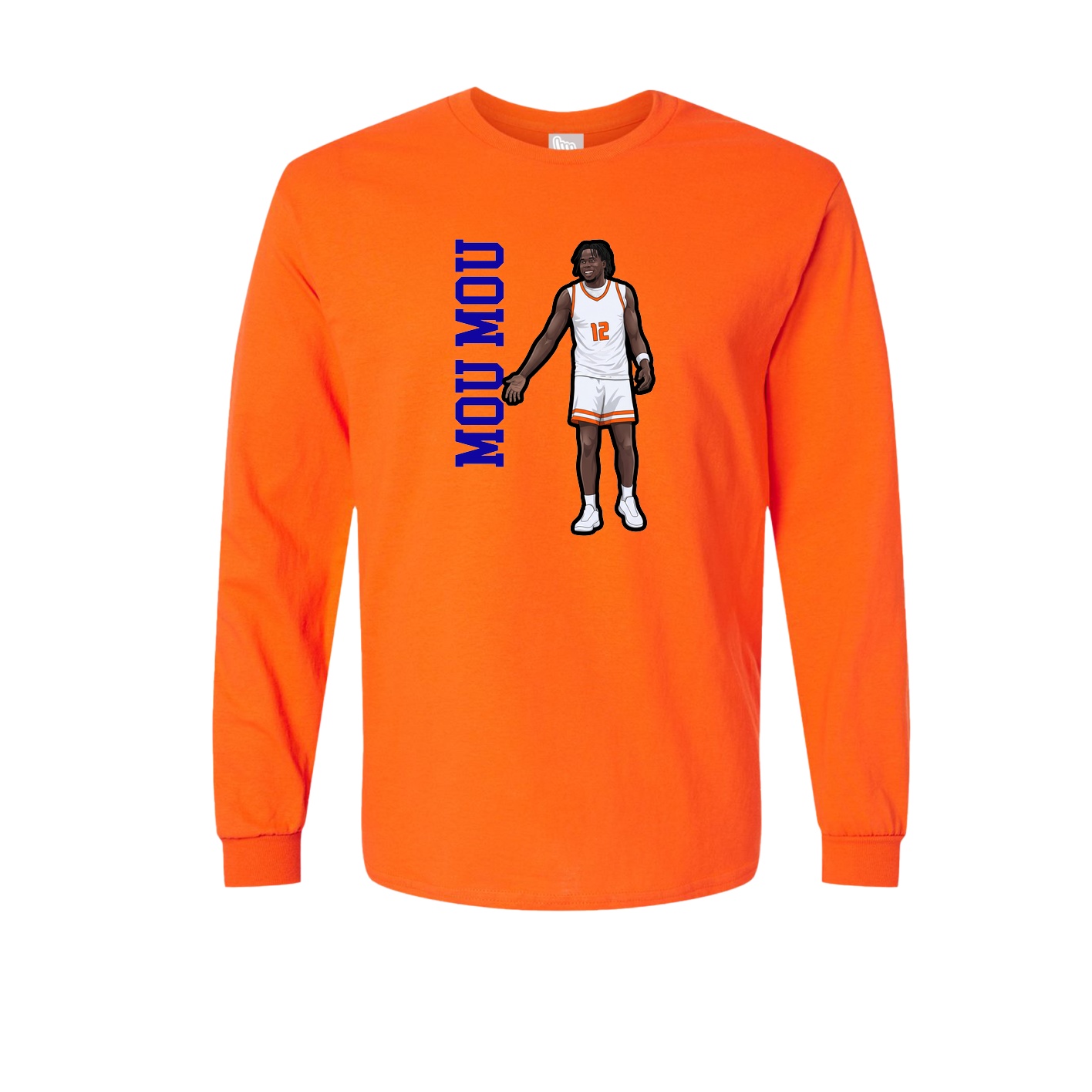 Long Sleeve Tee — Name Vertical in Orange