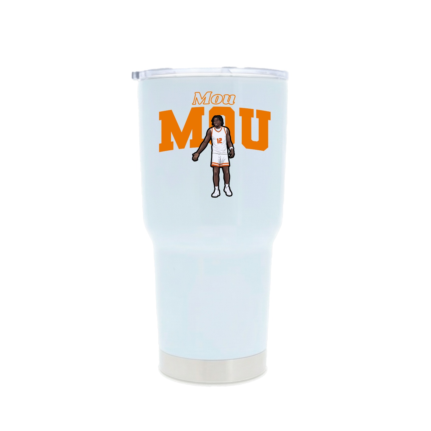30oz Stainless Steel Tumbler — Name Arch in White