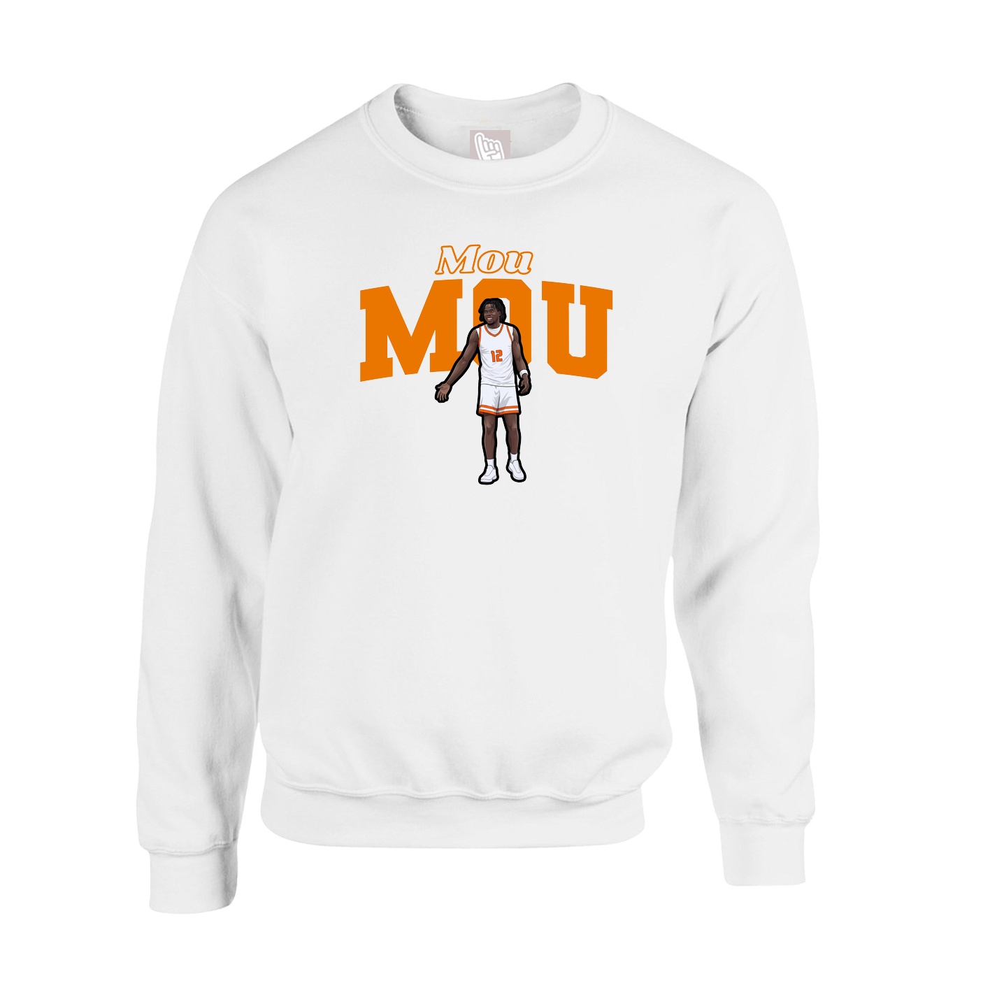 Fleece Crew — Name Arch in White