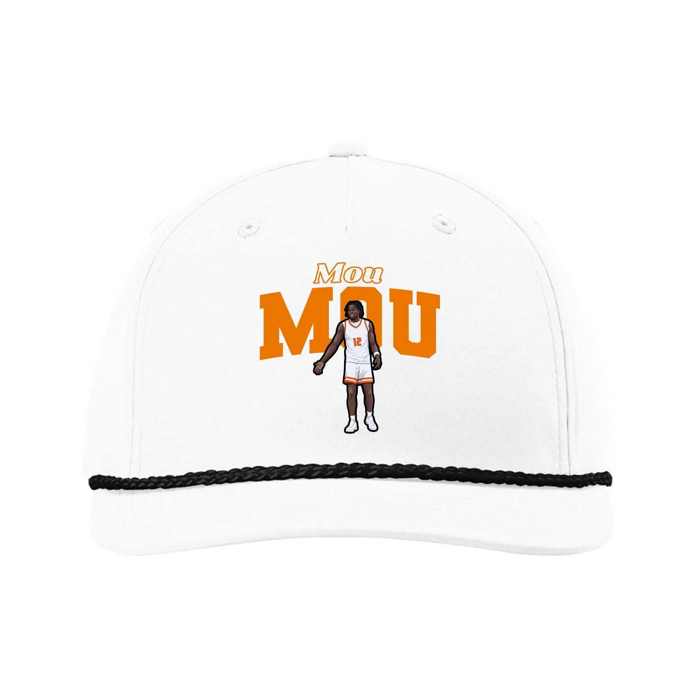 Five-Panel Classic Rope Cap — Name Arch in White