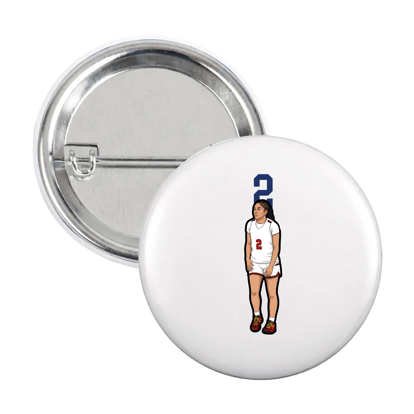 Game Day Button — Number Top in White