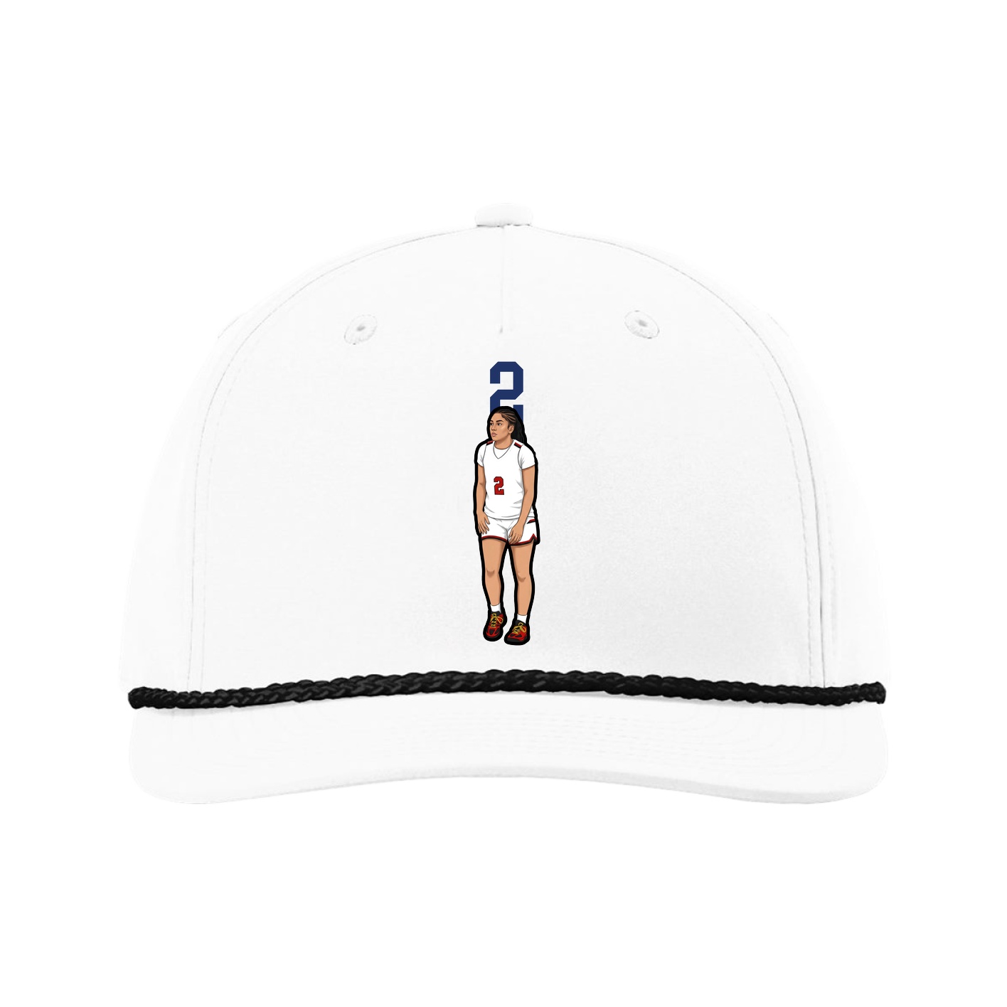 Five-Panel Classic Rope Cap — Number Top in White