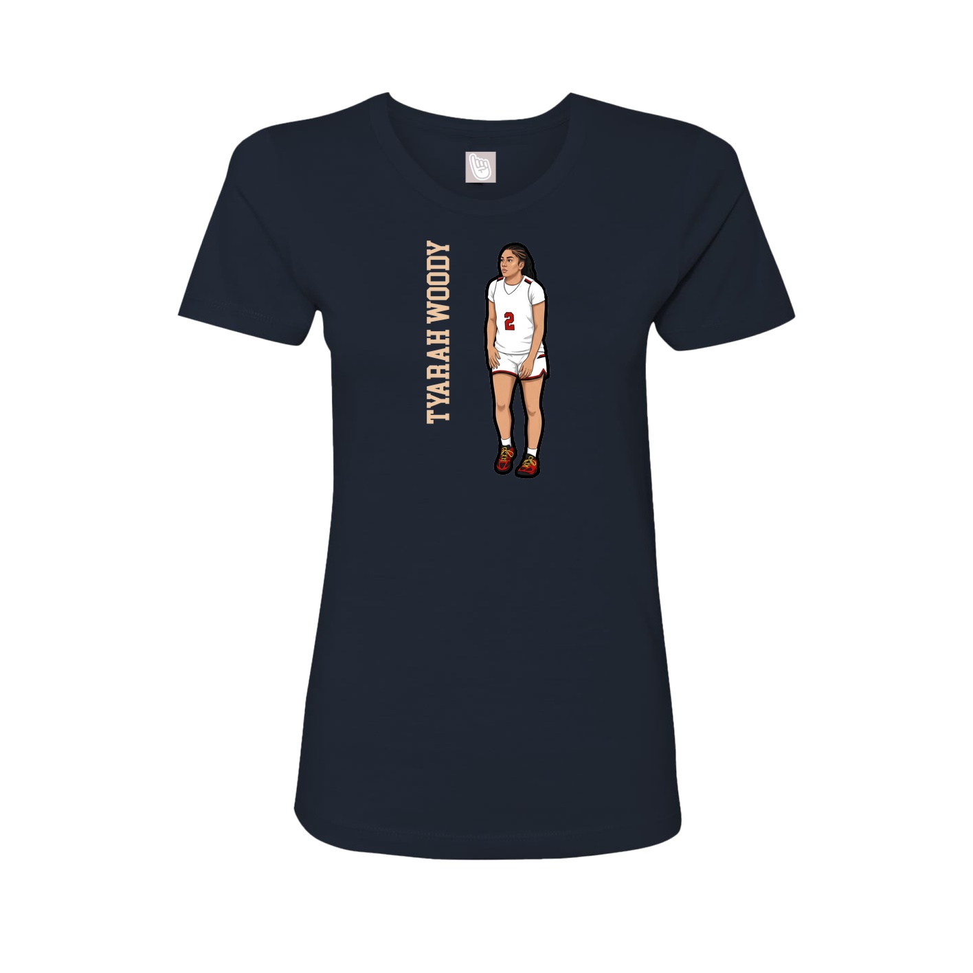 Fitted Women's Tee — Name Vertical in Navy