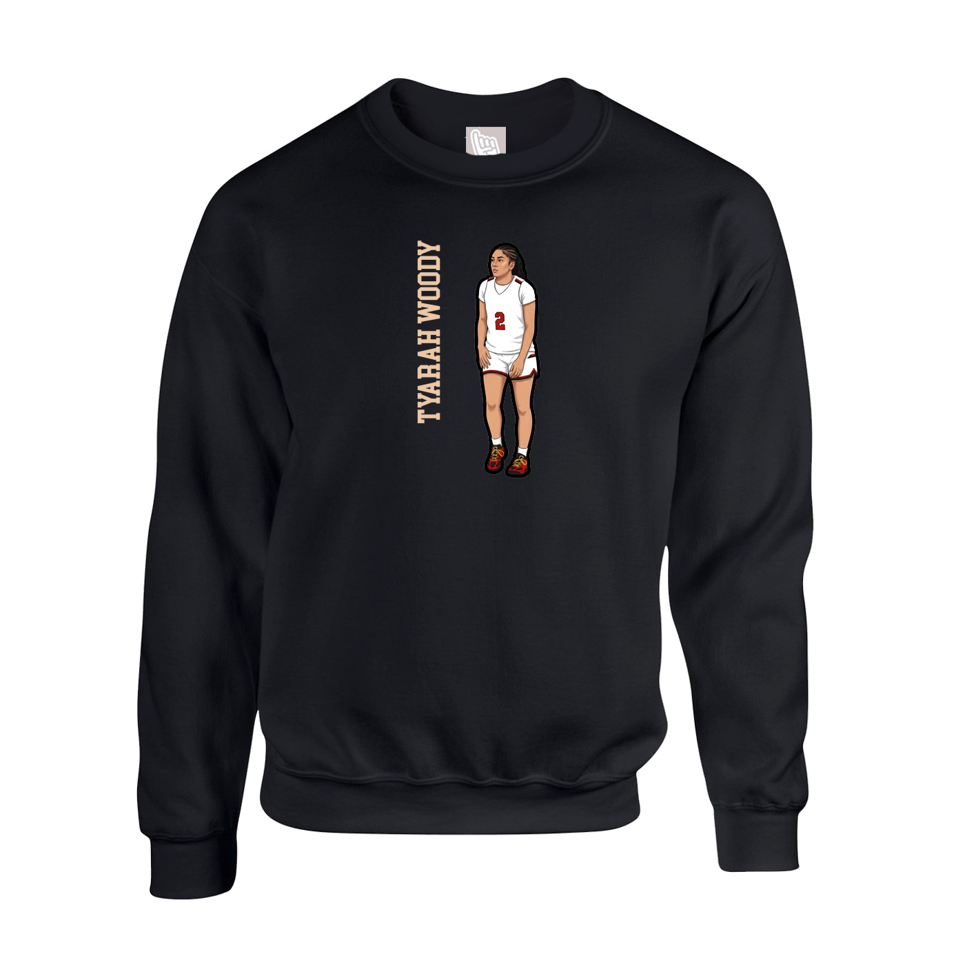 Fleece Crew — Name Vertical in Black