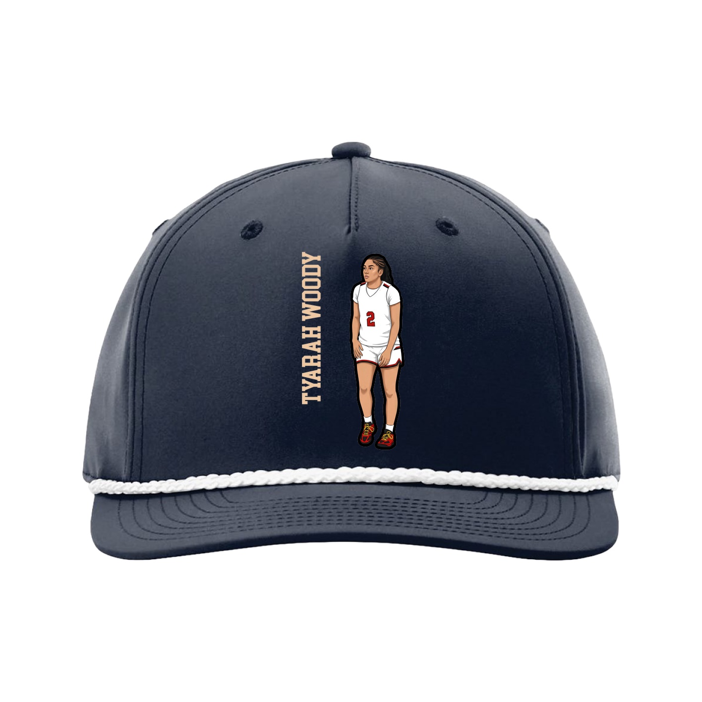 Five-Panel Classic Rope Cap — Name Vertical in Navy