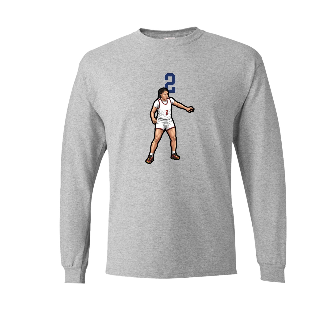 Long Sleeve Tee — Number Top in Grey