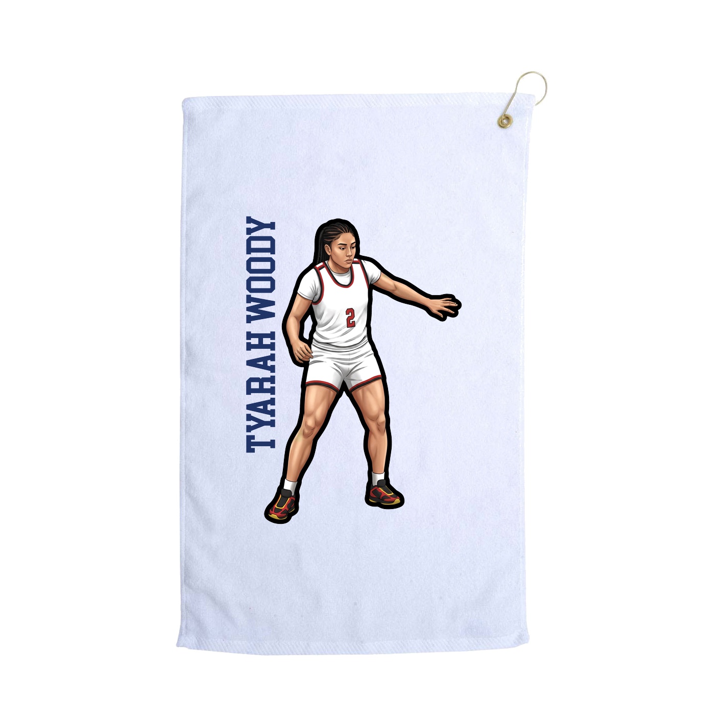 Golf Towel — Name Vertical in White