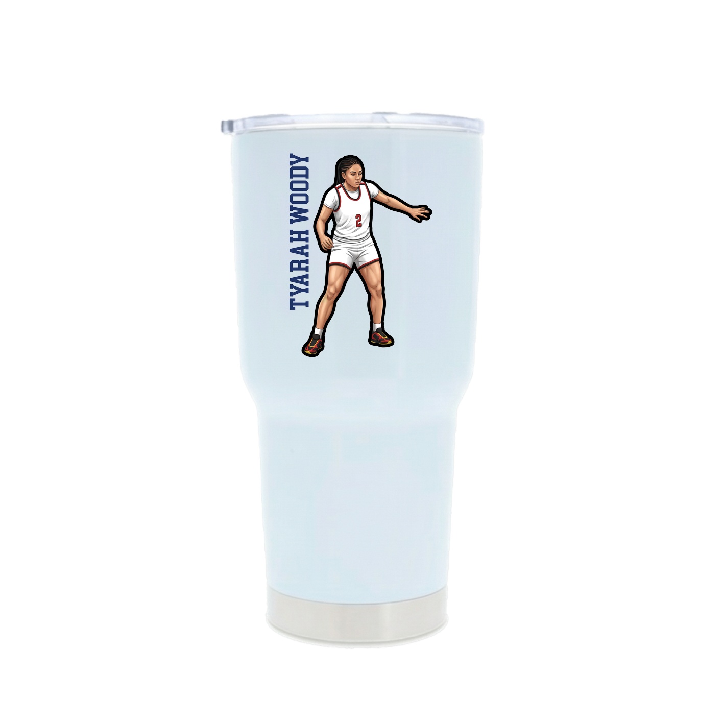 30oz Stainless Steel Tumbler — Name Vertical in White