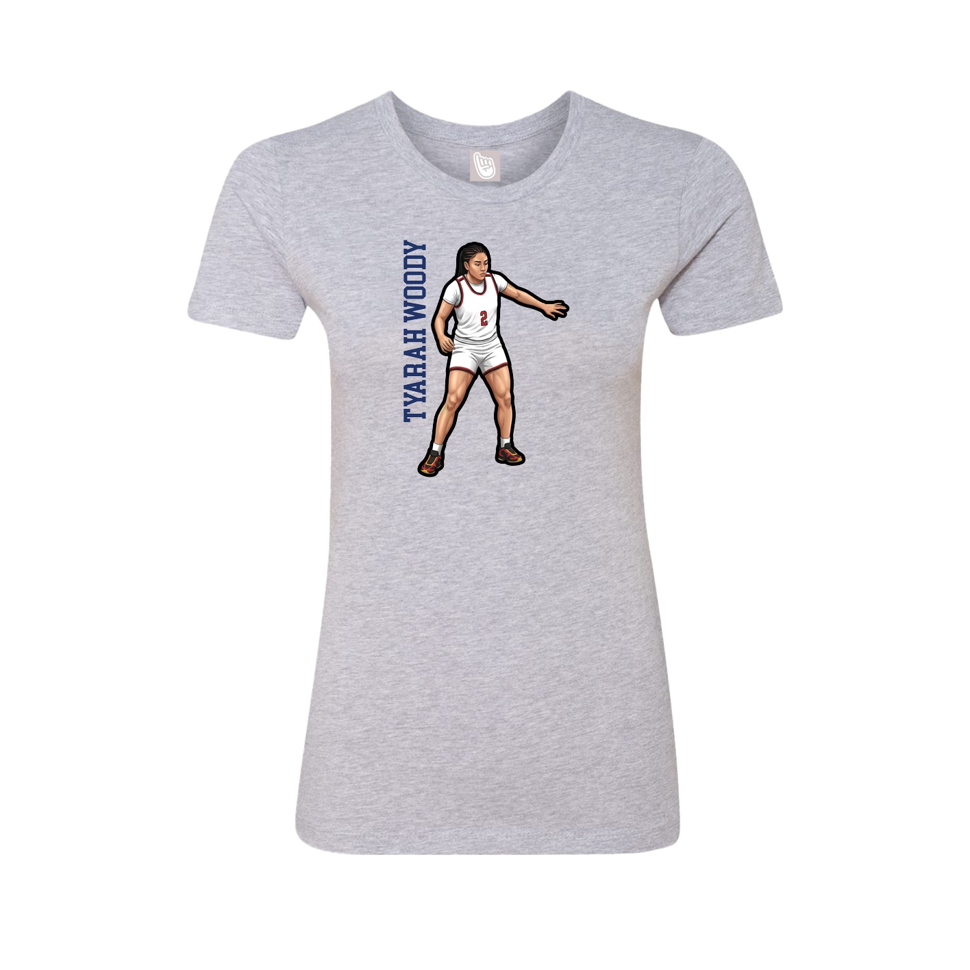 Fitted Women's Tee — Name Vertical in Grey