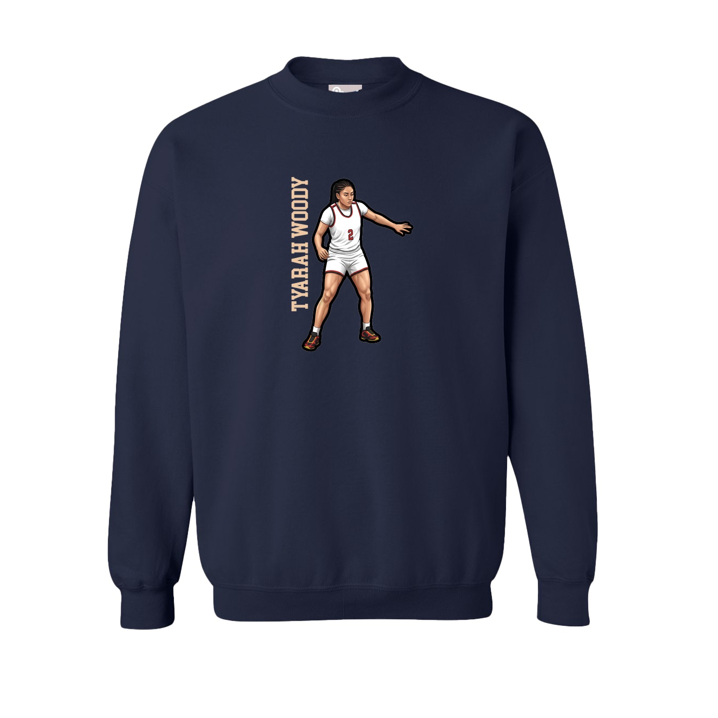 Fleece Crew — Name Vertical in Navy