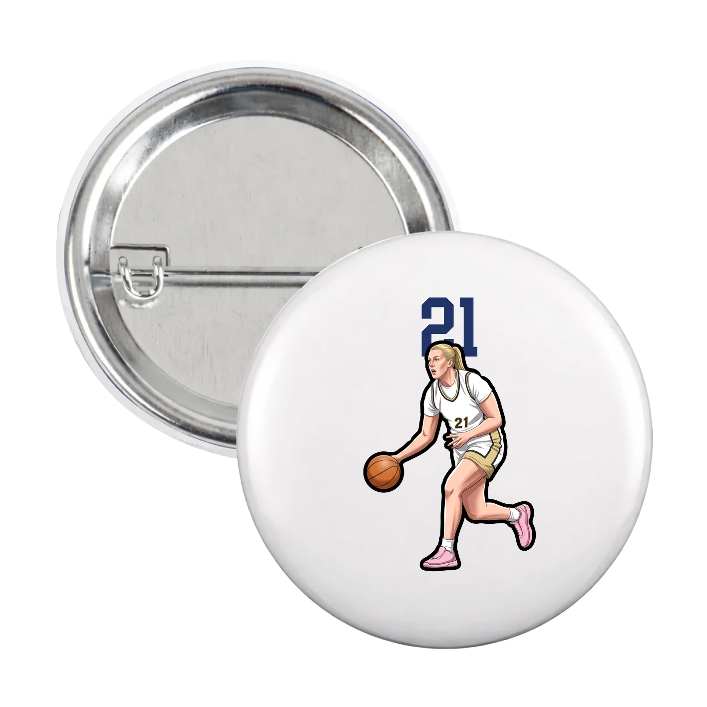 Game Day Button — Number Top in White