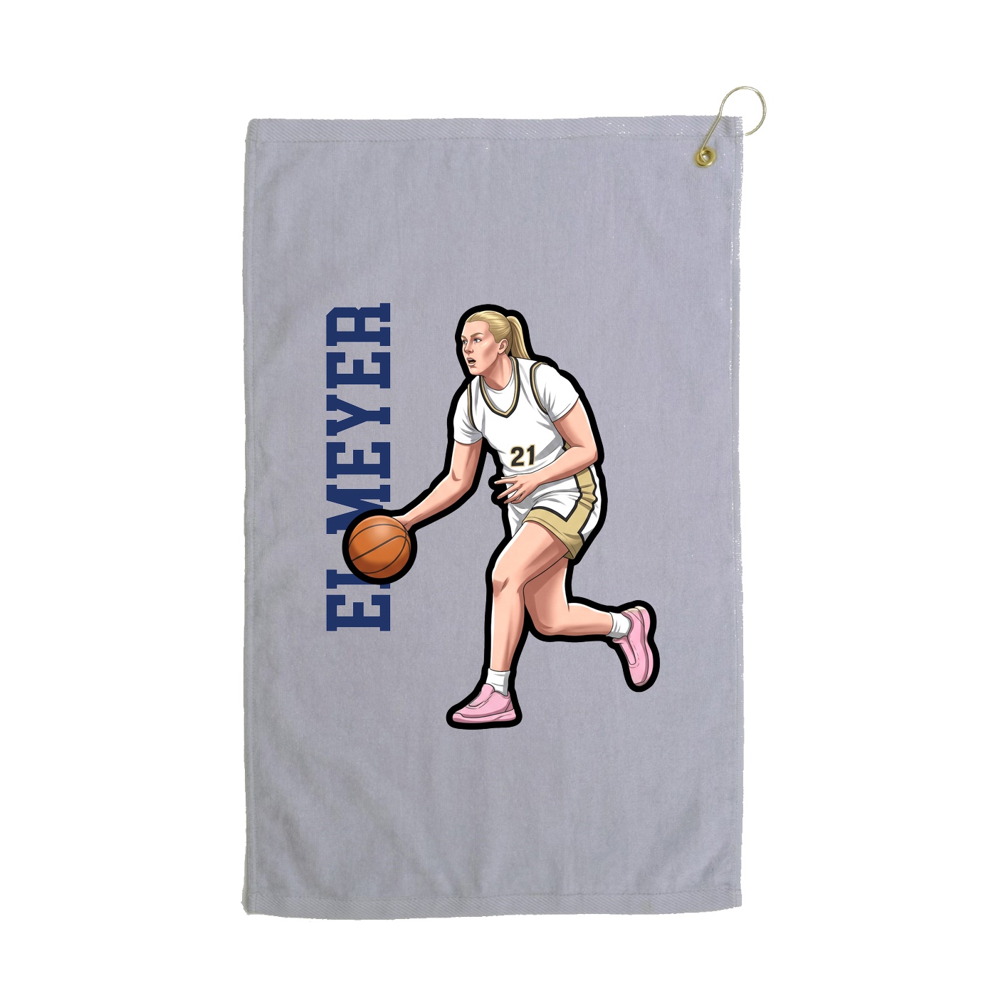 Golf Towel — Name Vertical in Grey