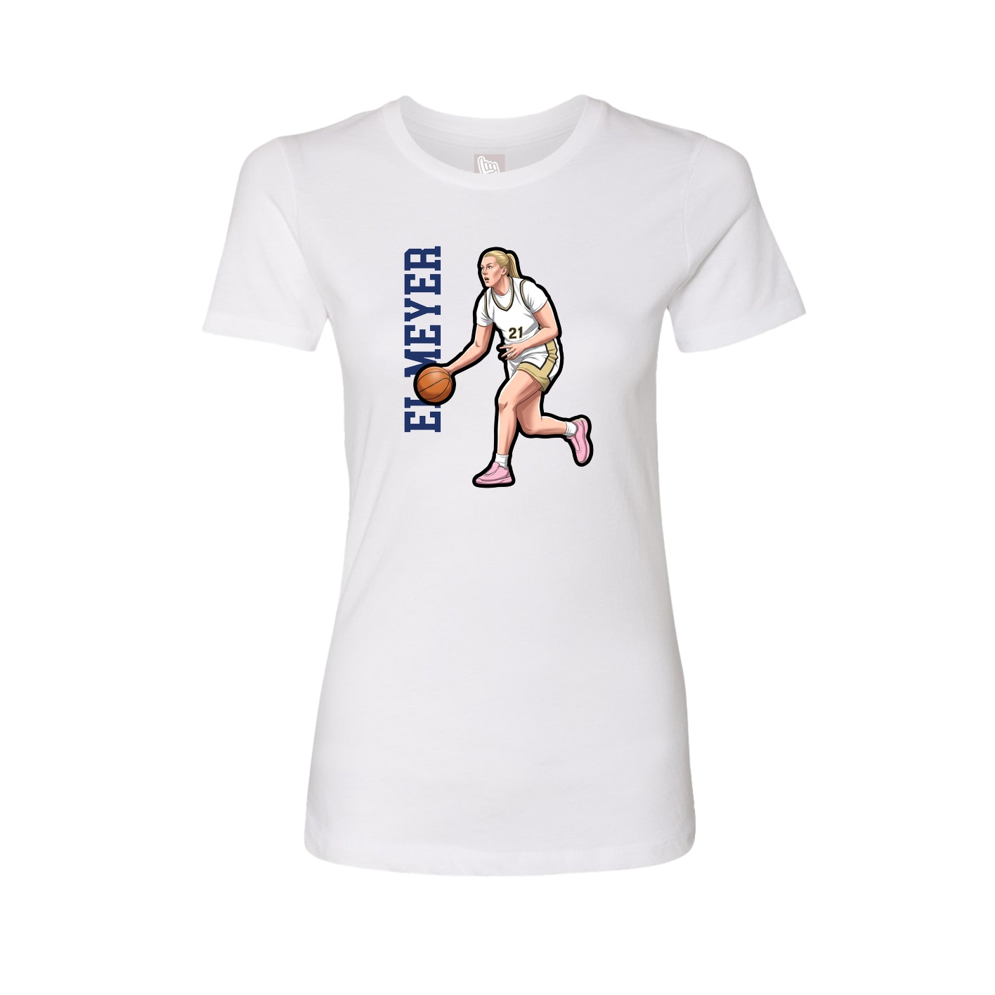 Fitted Women's Tee — Name Vertical in White