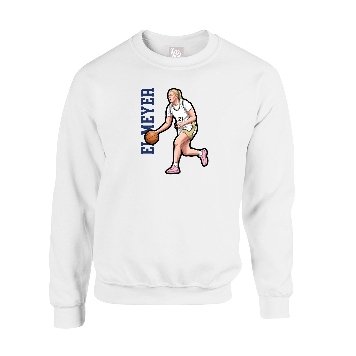 Fleece Crew — Name Vertical in White