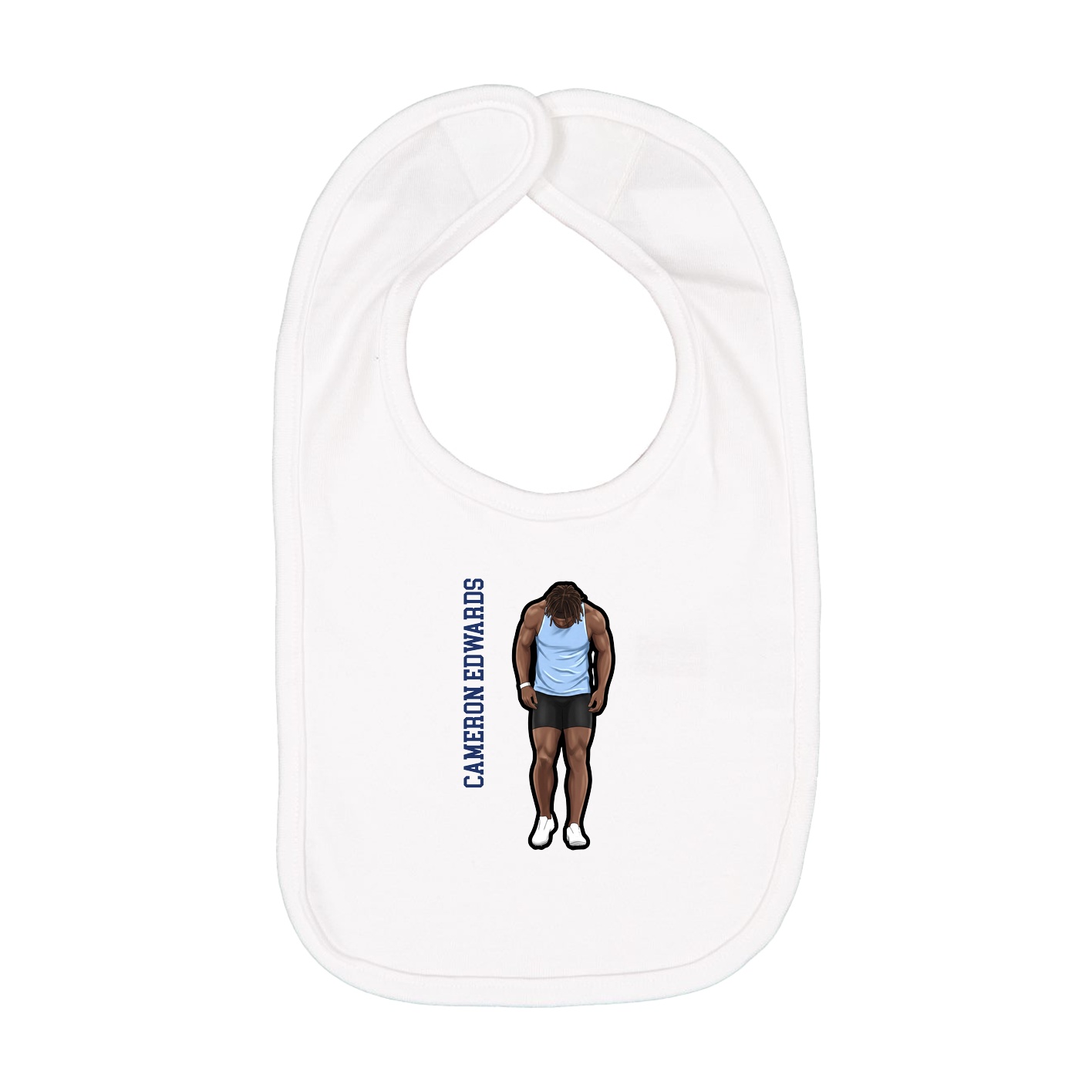 Infant Bib — Name Vertical in White